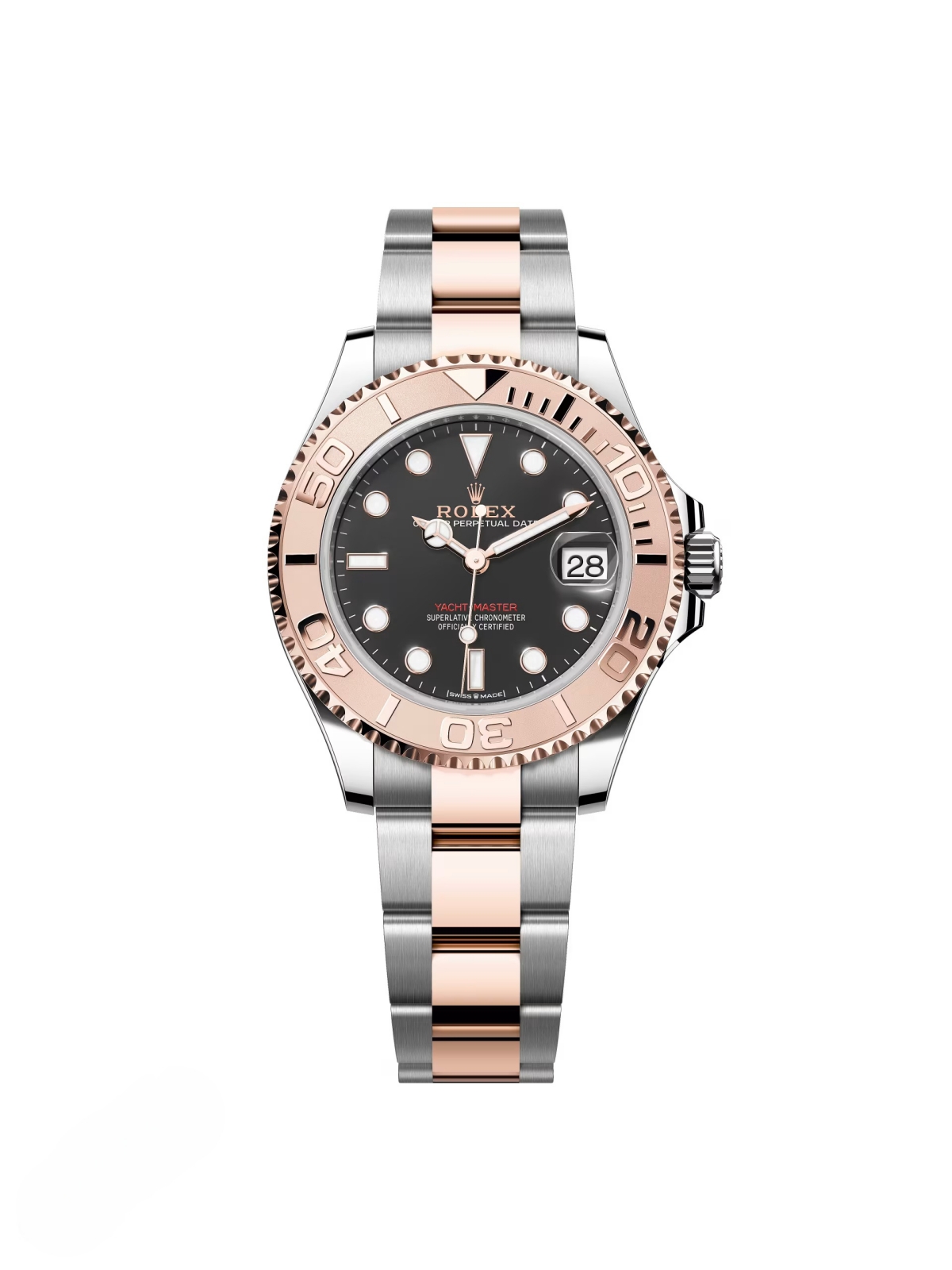 【Free Shipping】【Super Clone】RLX Yacht-Master 37mm Steel and Everose Gold Watch - Black Dial - Oyster Bracelet 268621