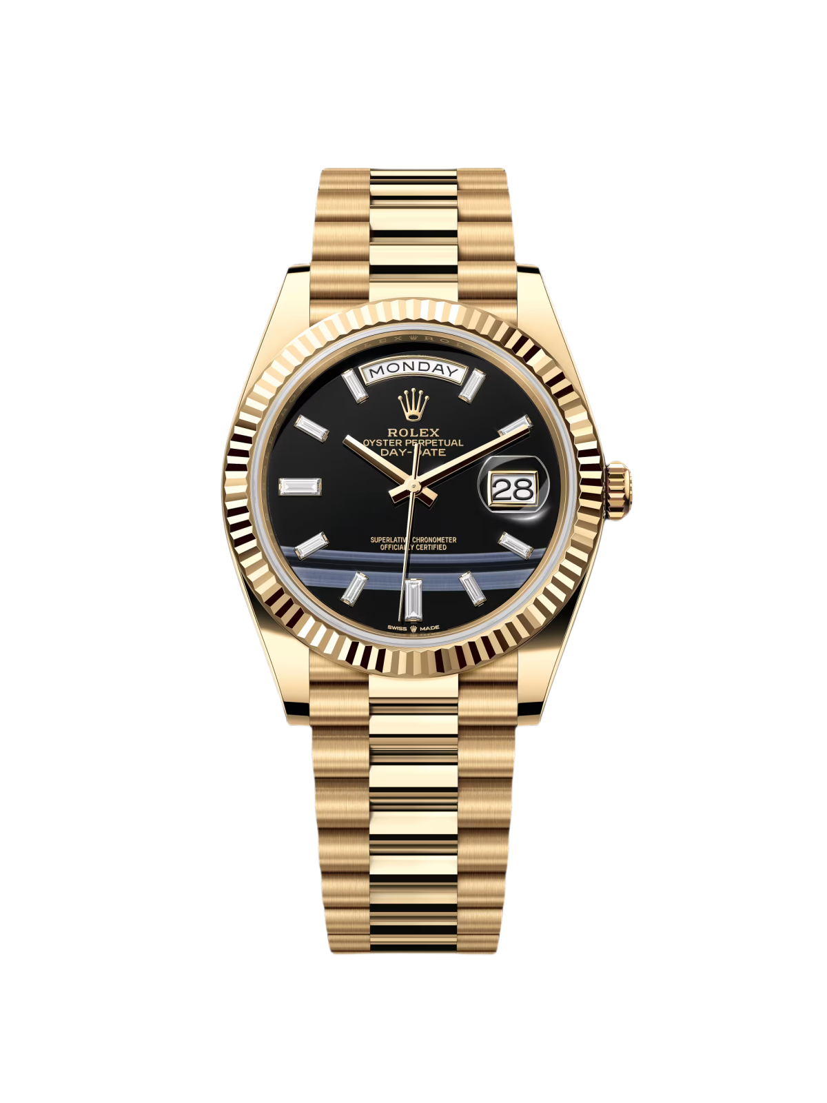 【Free Shipping】【Super Clone】RLX Yellow Gold President Day Date 40mm Onyx Diamond Dial - 228238
