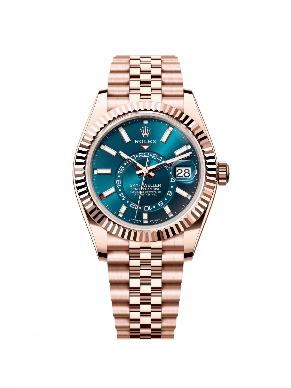 【Free Shipping】【Super Clone】RLX  Sky-Dweller 42mm 336935-0001/0005 Rose Gold Blue Dial Oyster