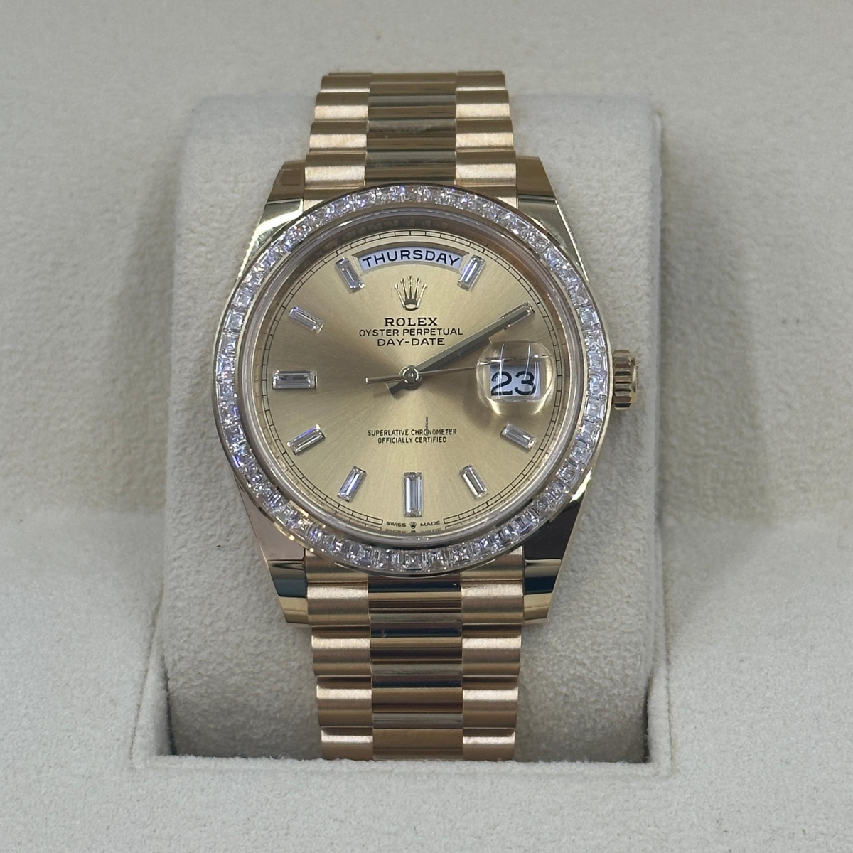 【Free Shipping】【Super Clone】RLX Day-Date 40mm 228398TBR-0002 Champagne Dial President Watch