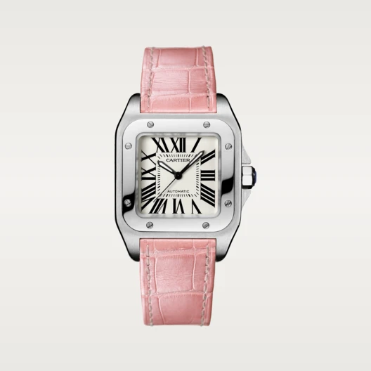 【Free Shipping】【Super Clone】SANTOS 100 Pink Strap 35.6mm