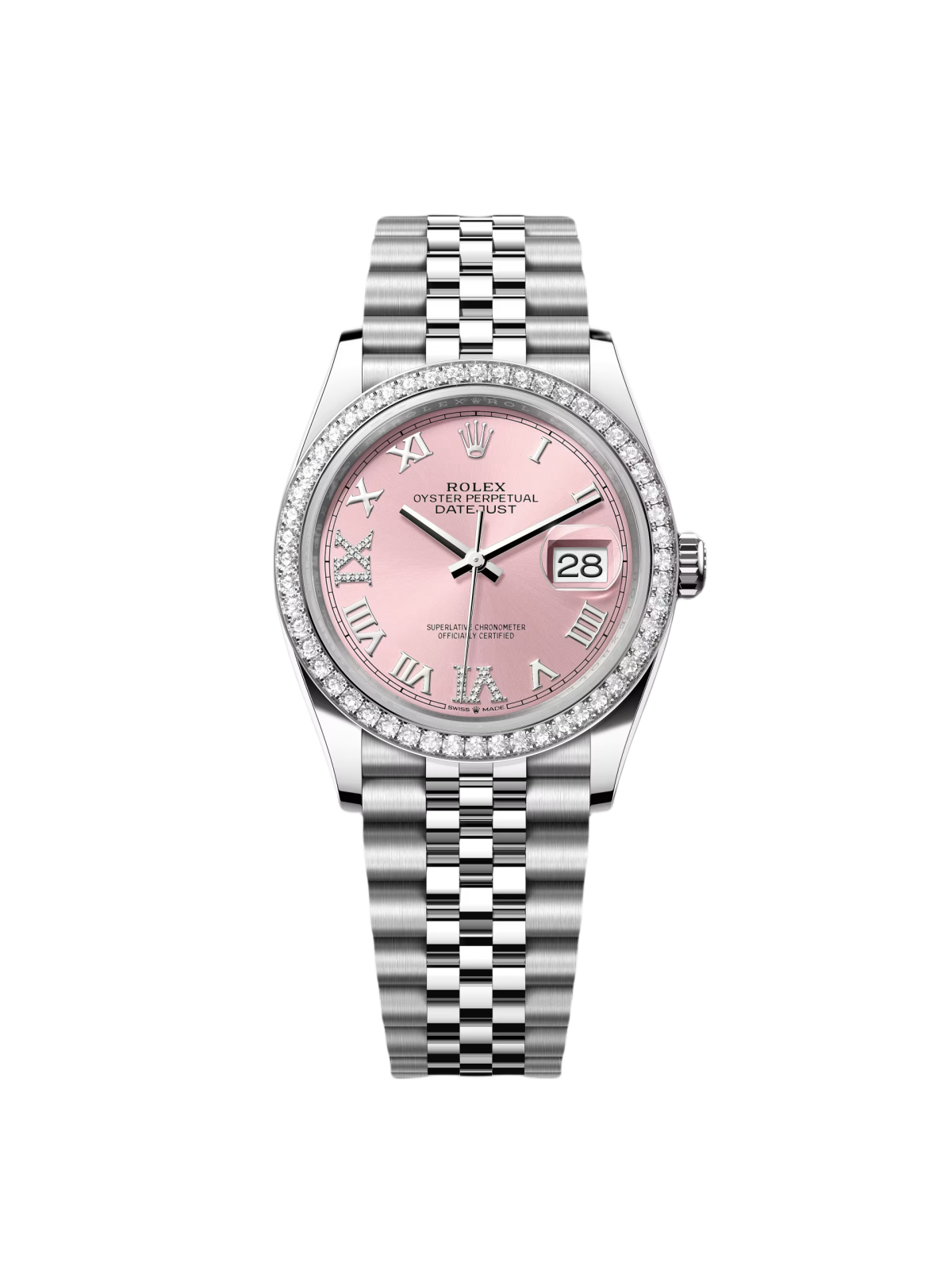 【Free Shipping】【Super Clone】RLX  Datejust 36mm 126284 Pink Dial Jubilee Bracelet