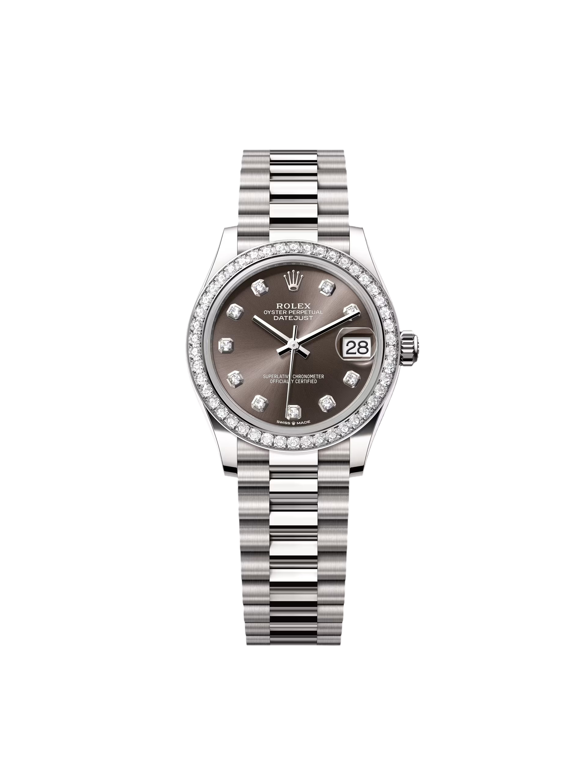 【Free Shipping】【Super Clone】RLX Datejust m278289RBR-0006 Dark Grey Dial White Gold President Watch