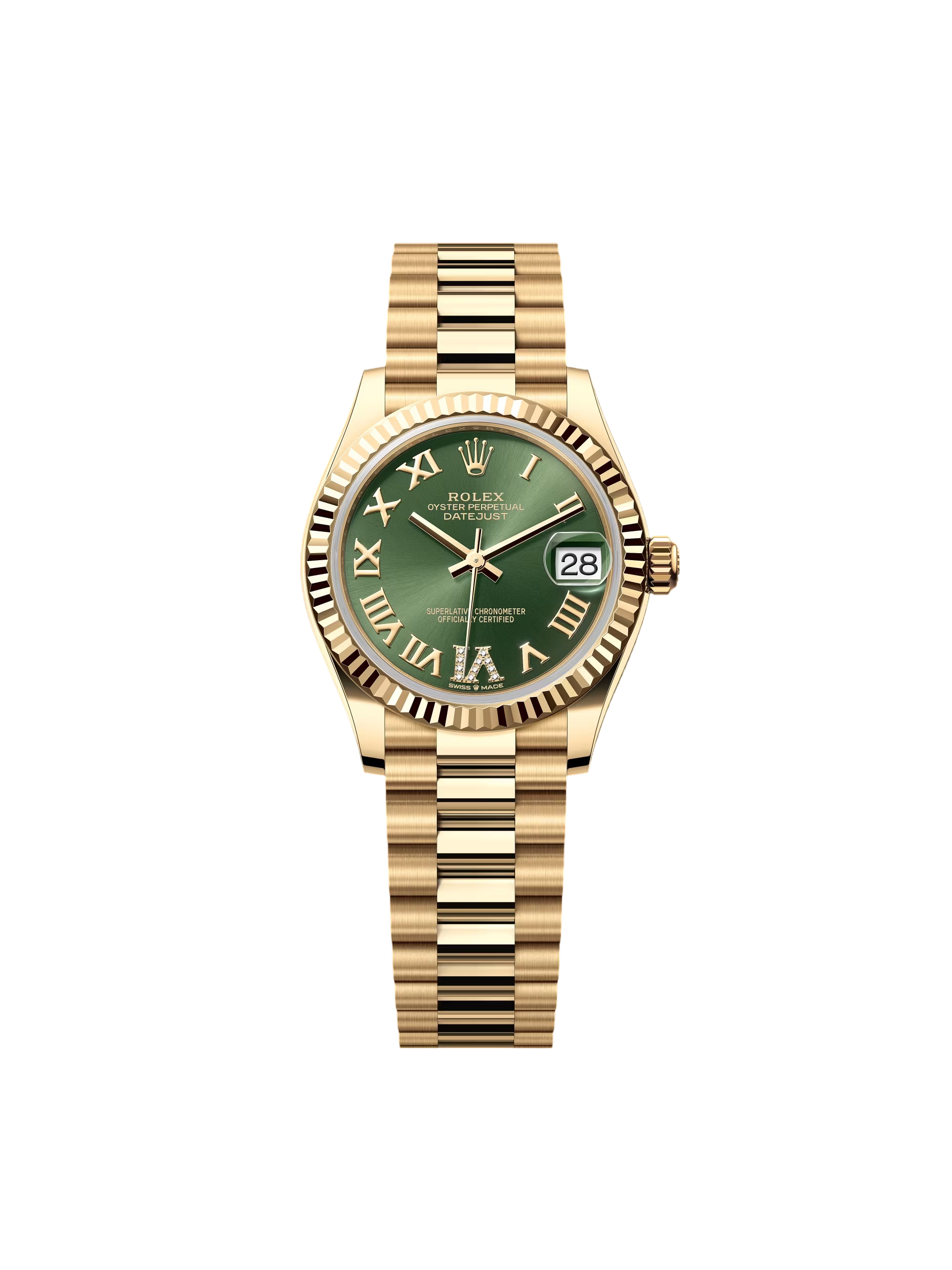 【Free Shipping】【Super Clone】RLX Datejust m278278-0030 Olive Green 31mm Dial President Bracelet Watch