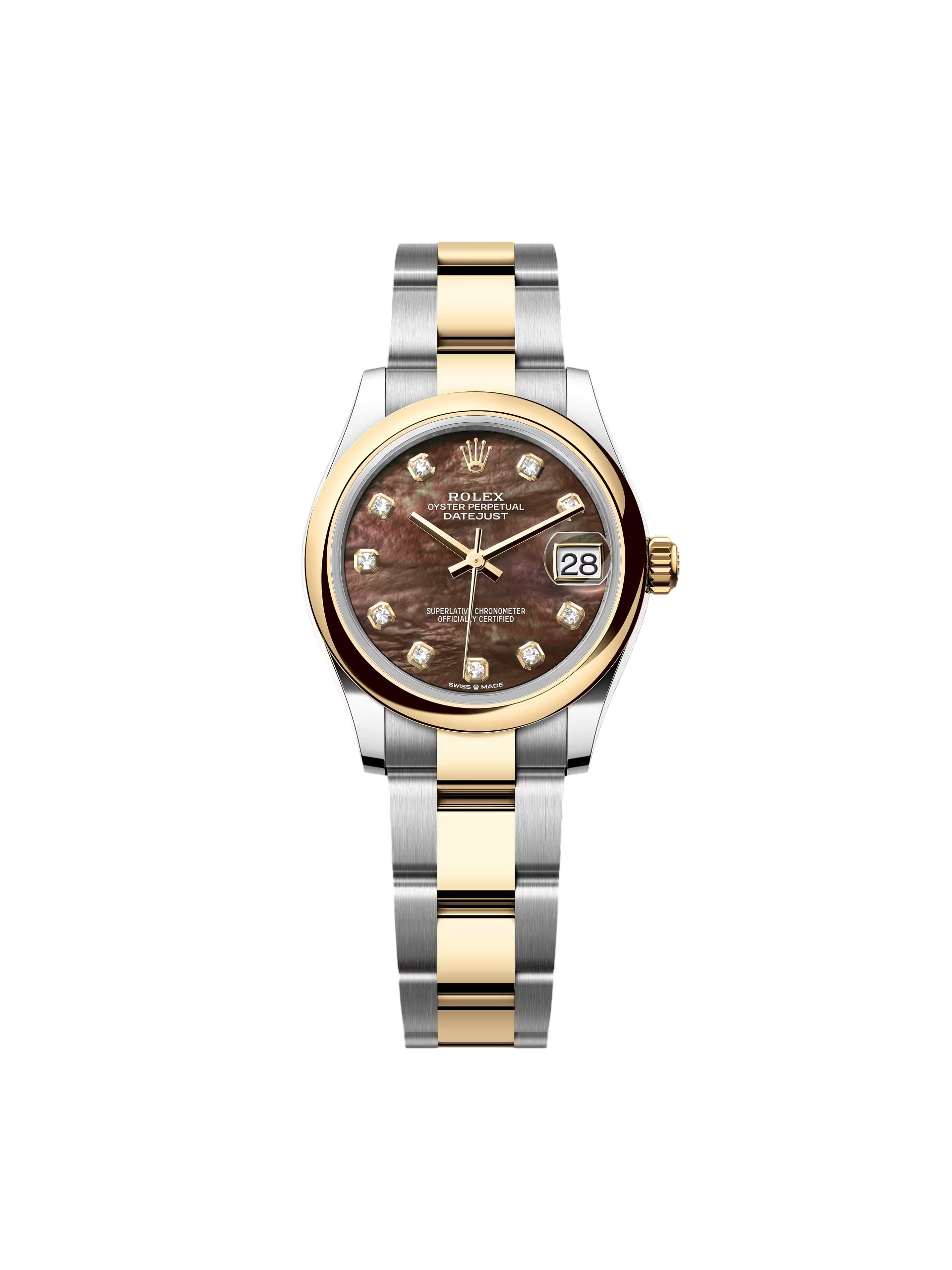 【Free Shipping】【Super Clone】RLX Datejust m278243-0023/0024 31mm Black Mother-of-Pearl Dial Yellow Rolesor Oyster Watch
