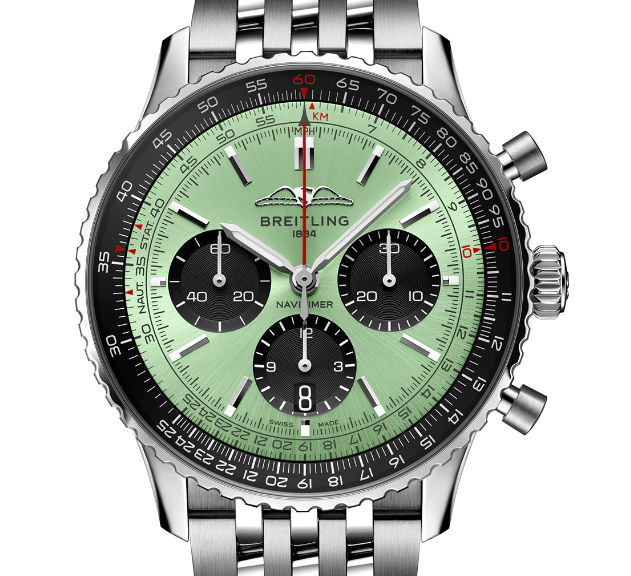【Free Shipping】【Super Clone】Breitling AB0138241L1A1 Navitimer B01 Green Dial