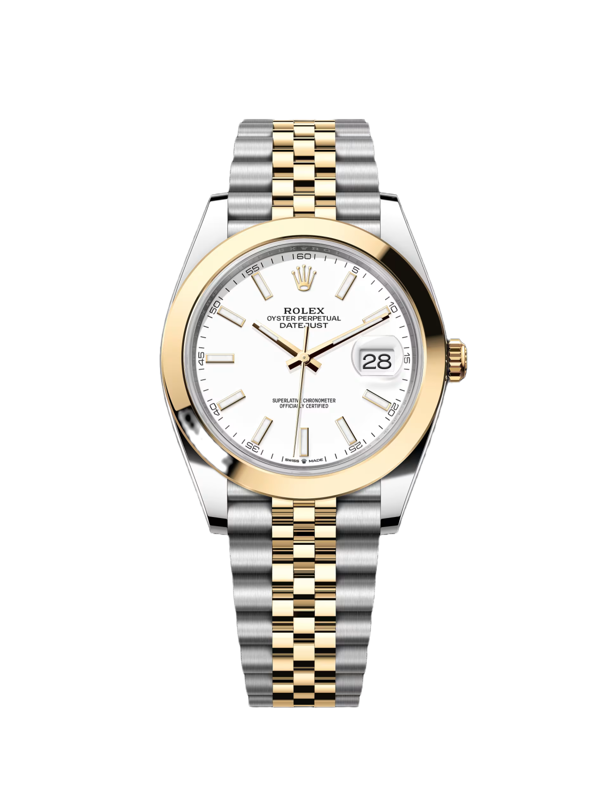 【Free Shipping】【Super Clone】RLX Datejust 41mm 126303 White Index Oyster Steel and Yellow Gold Mens Watch
