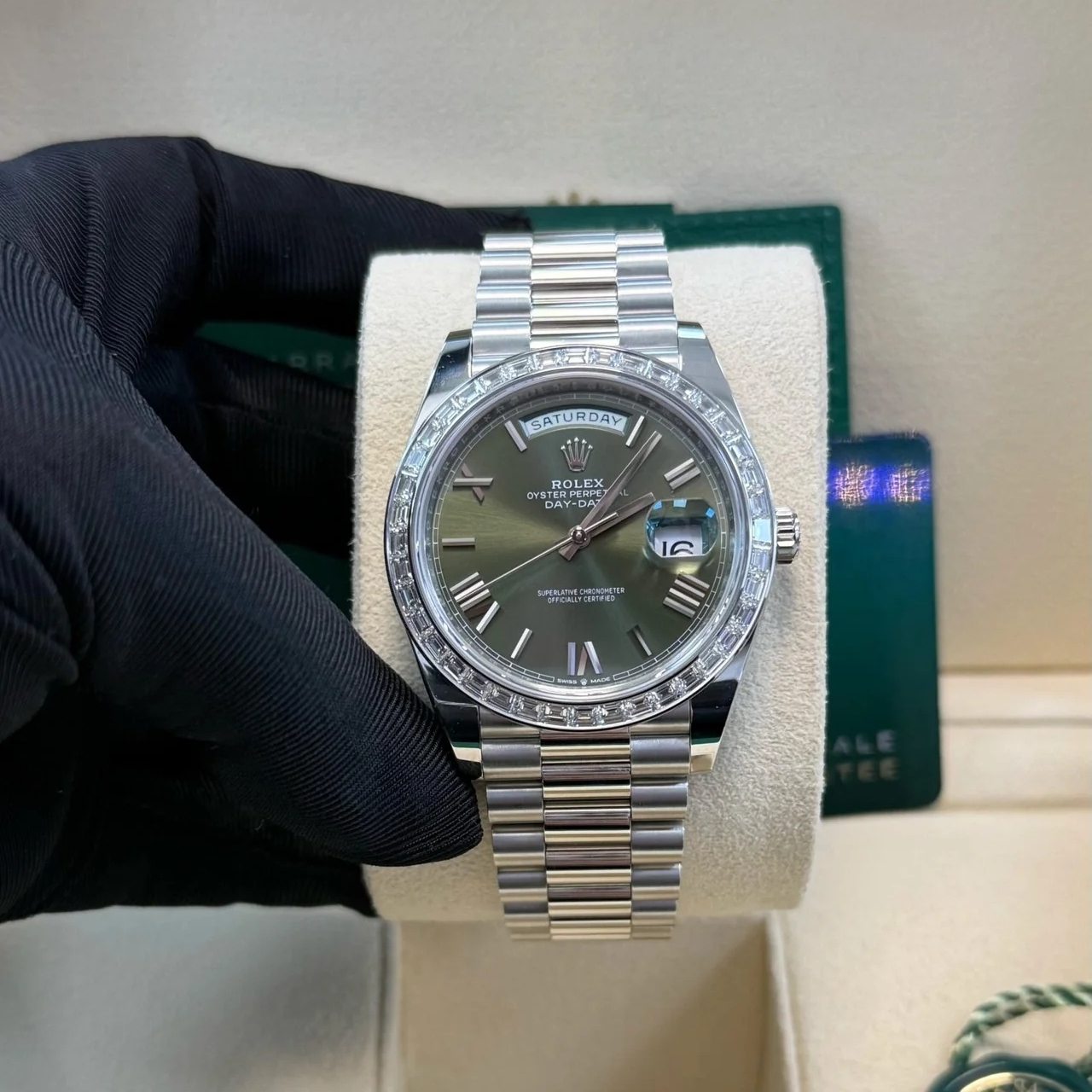 【Free Shipping】【Super Clone】RLX Day-Date 40mm 228396TBR-0020 Green Roman Dial