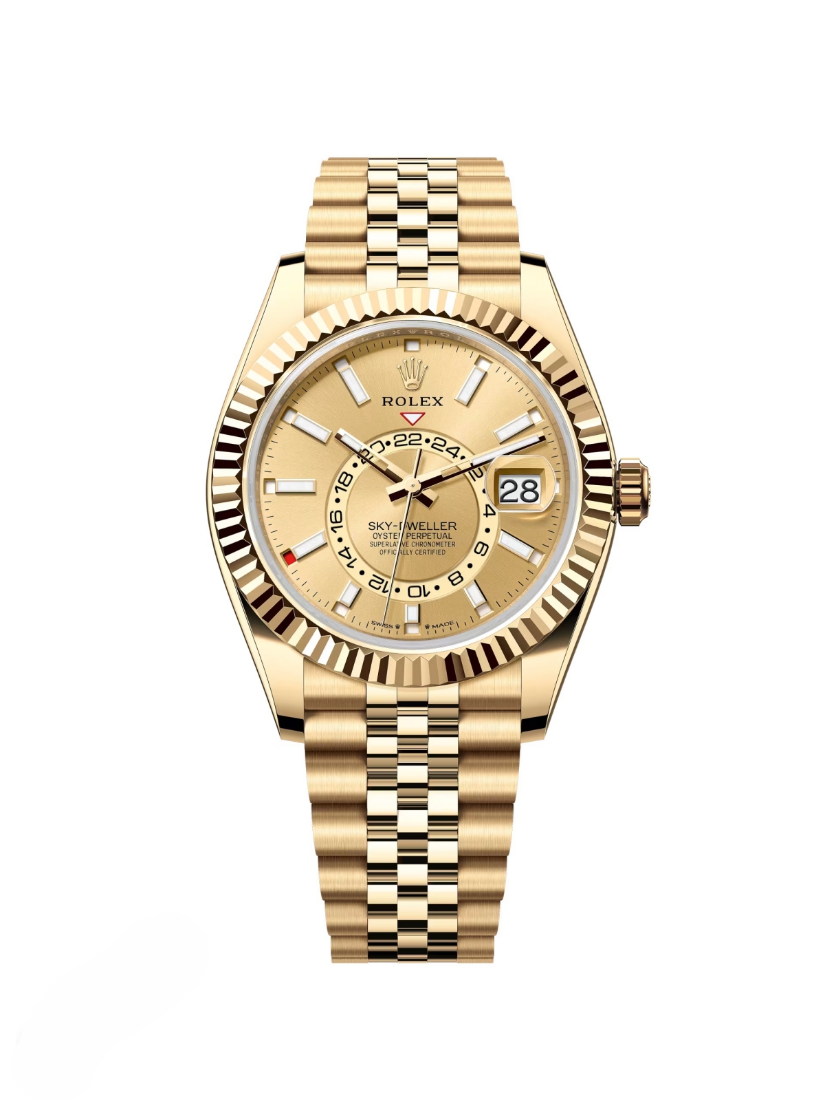 【Free Shipping】【Super Clone】RLX  Sky-Dweller 42mm 336938-0001/0004 Yellow Gold Champagne Dial Jubilee
