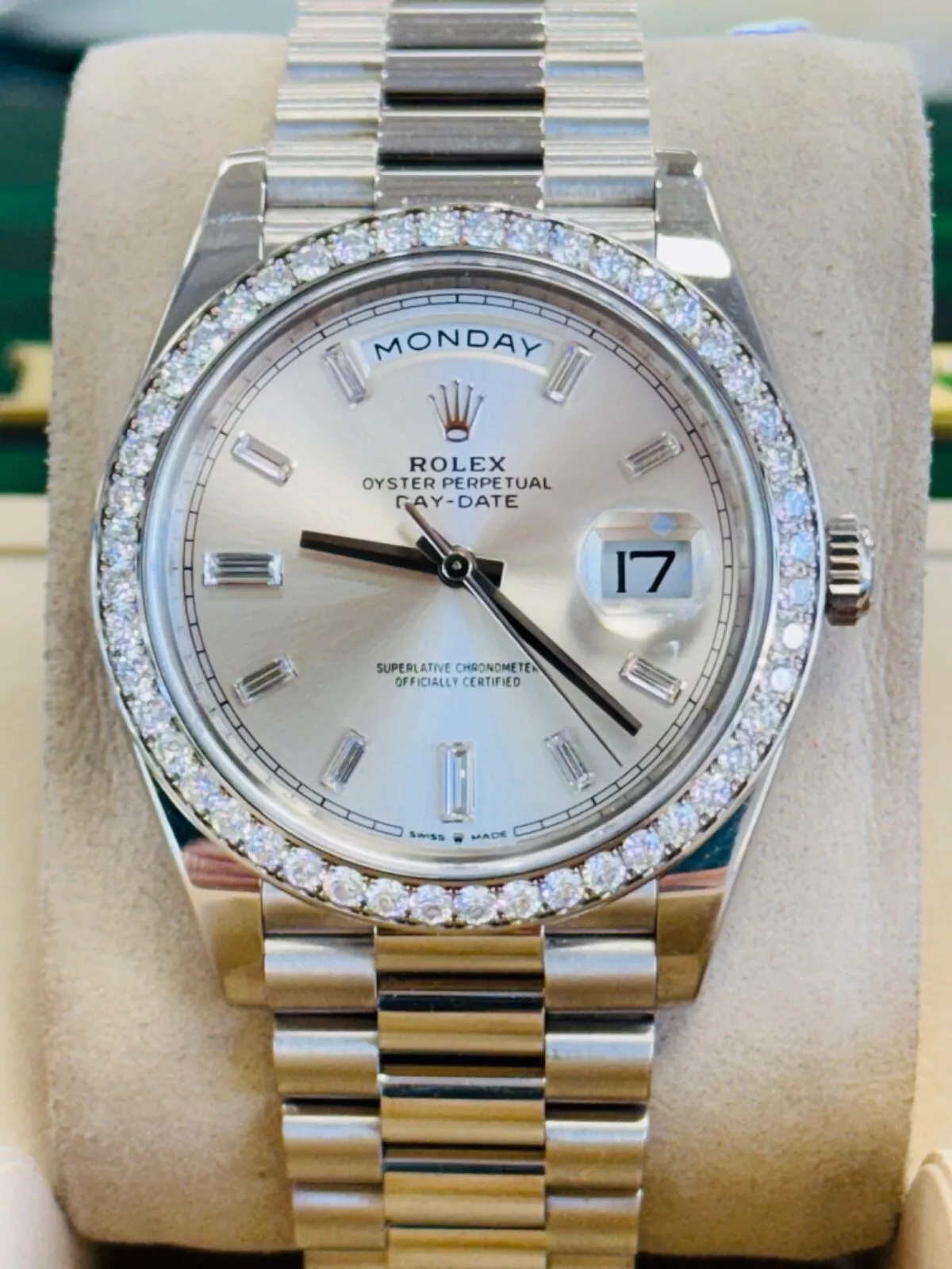 【Free Shipping】【Super Clone】RLX Day-Date 40mm 228349RBR-0001 Silver Dial President Bracelet