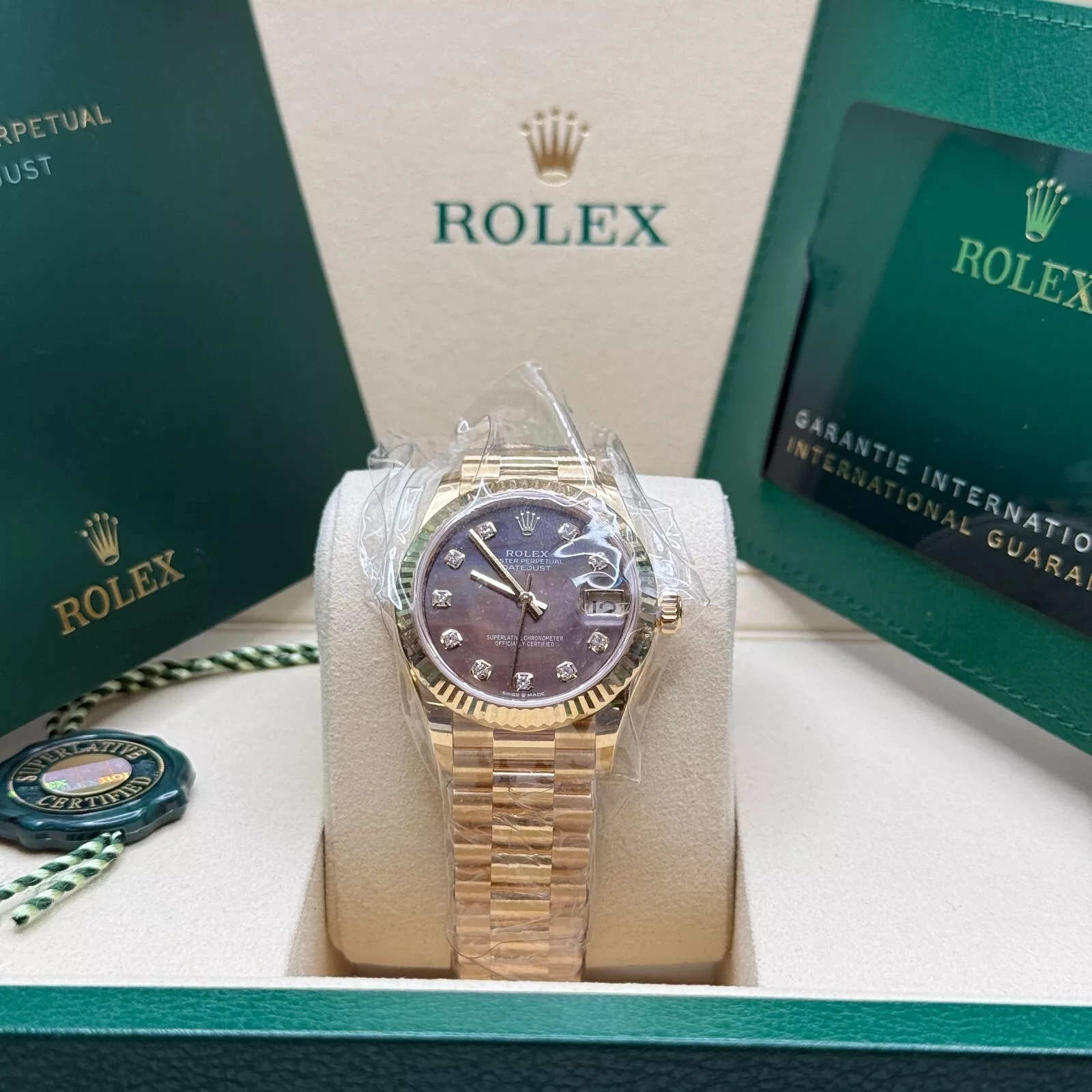 【Free Shipping】【Super Clone】RLX Datejust m278278-0038 Black Mother-of-Pearl 31mm Dial President Bracelet Watch
