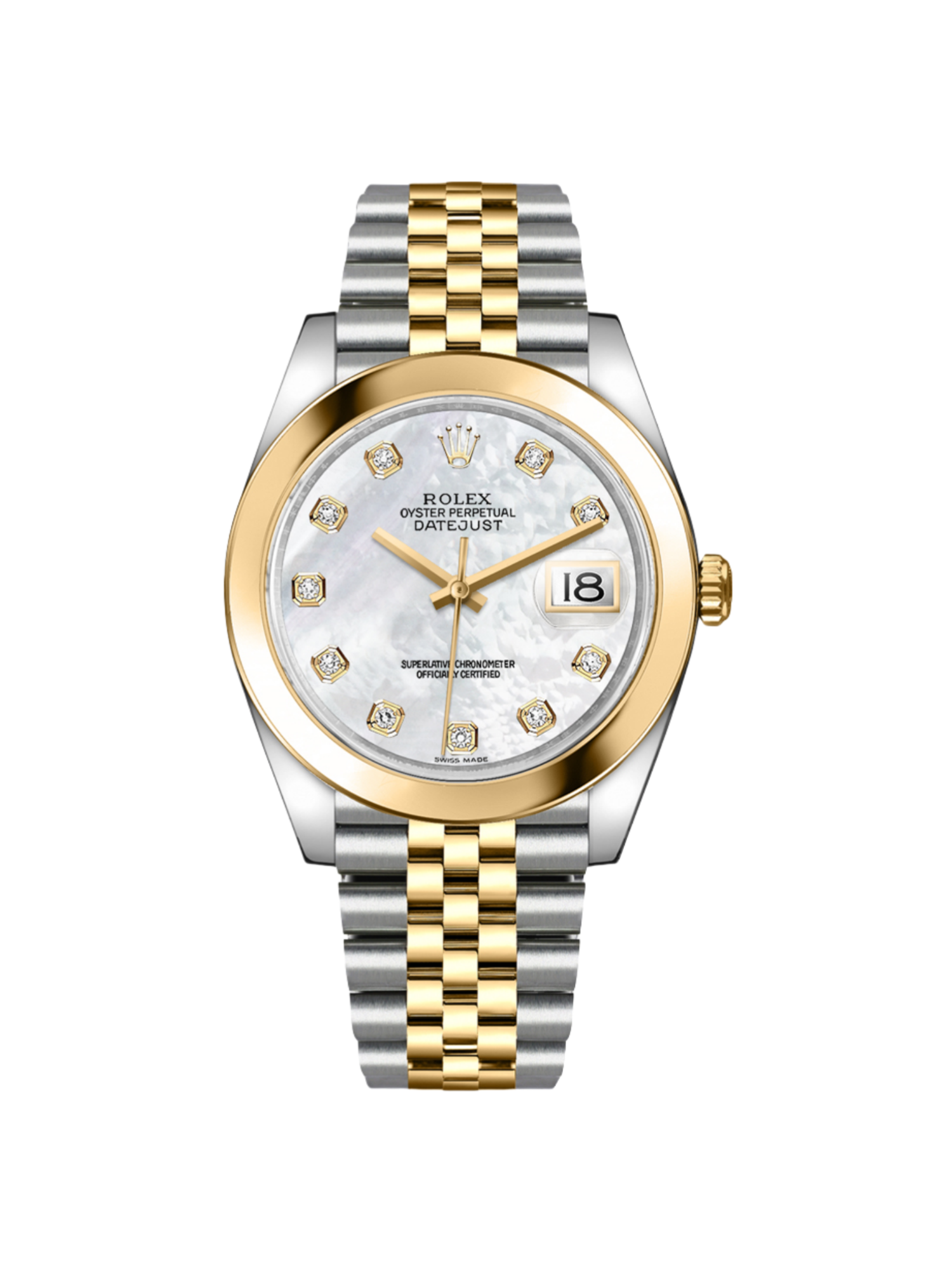 【Free Shipping】【Super Clone】RLX Datejust 41mm 126303 White MOP Diamond Jubilee Steel and Yellow Gold