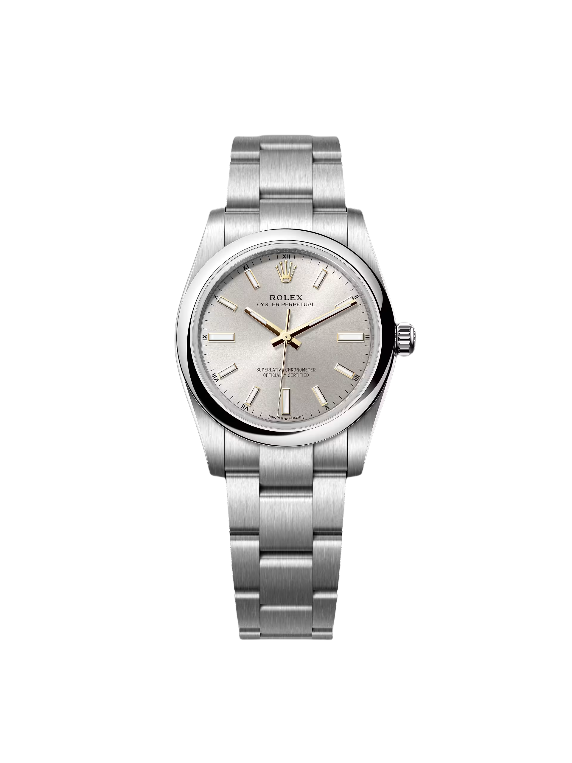 【Free Shipping】【Super Clone】RLX Oyster Perpetual 34mm 124200-0001 Silver Dial Oyster Stainless Steel Bracelet