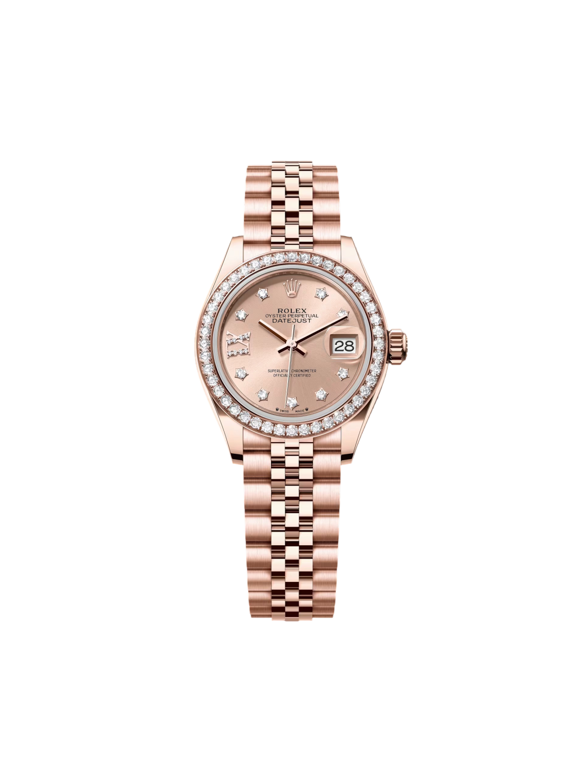 【Free Shipping】【Super Clone】RLX  Lady-Datejust 28mm 279135RBR Rose Diamond Dial Jubilee Bracelet