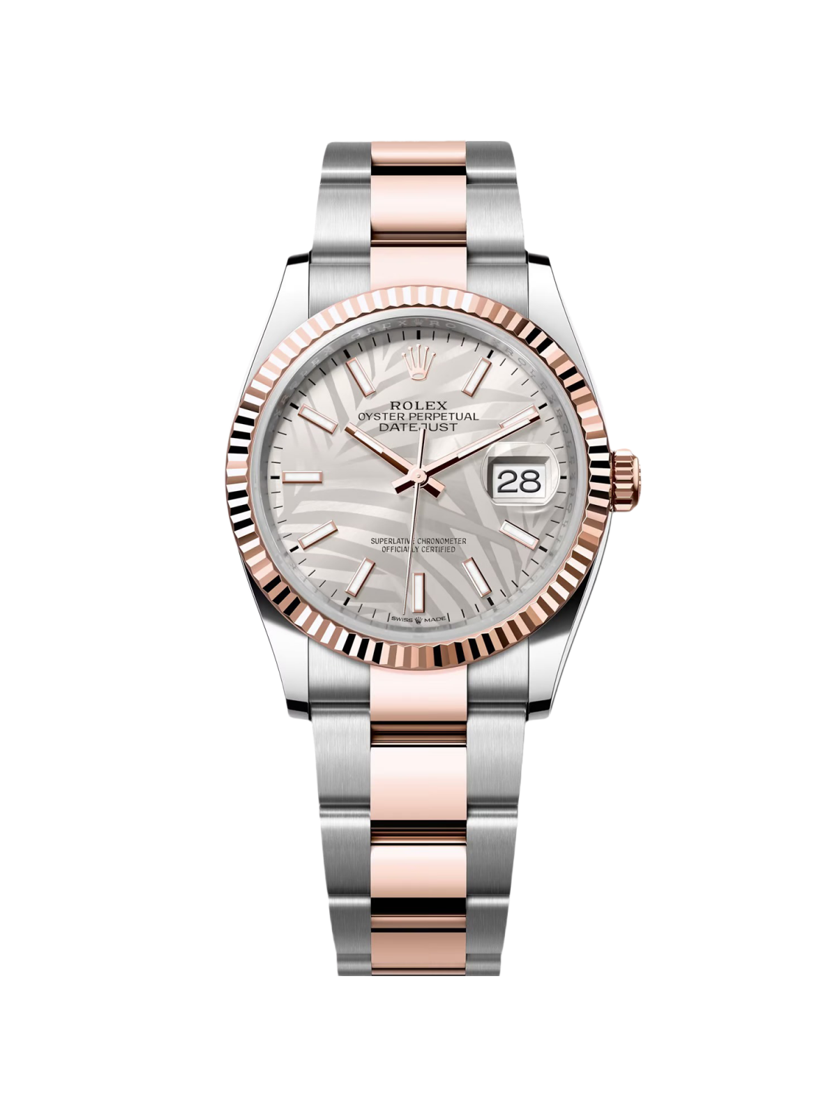 【Free Shipping】【Super Clone】RLX  Datejust 36mm 126231 Silver Palm Motif Dial Oyster Bracelet