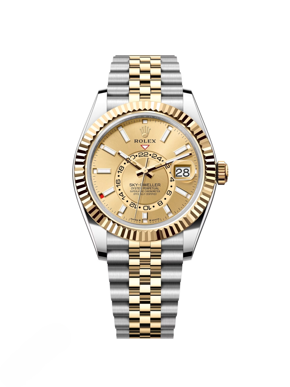 【Free Shipping】【Super Clone】RLX  Sky-Dweller 42mm 336933-0001/0002 Two-Tone Yellow Gold Champagne Dial Oyster