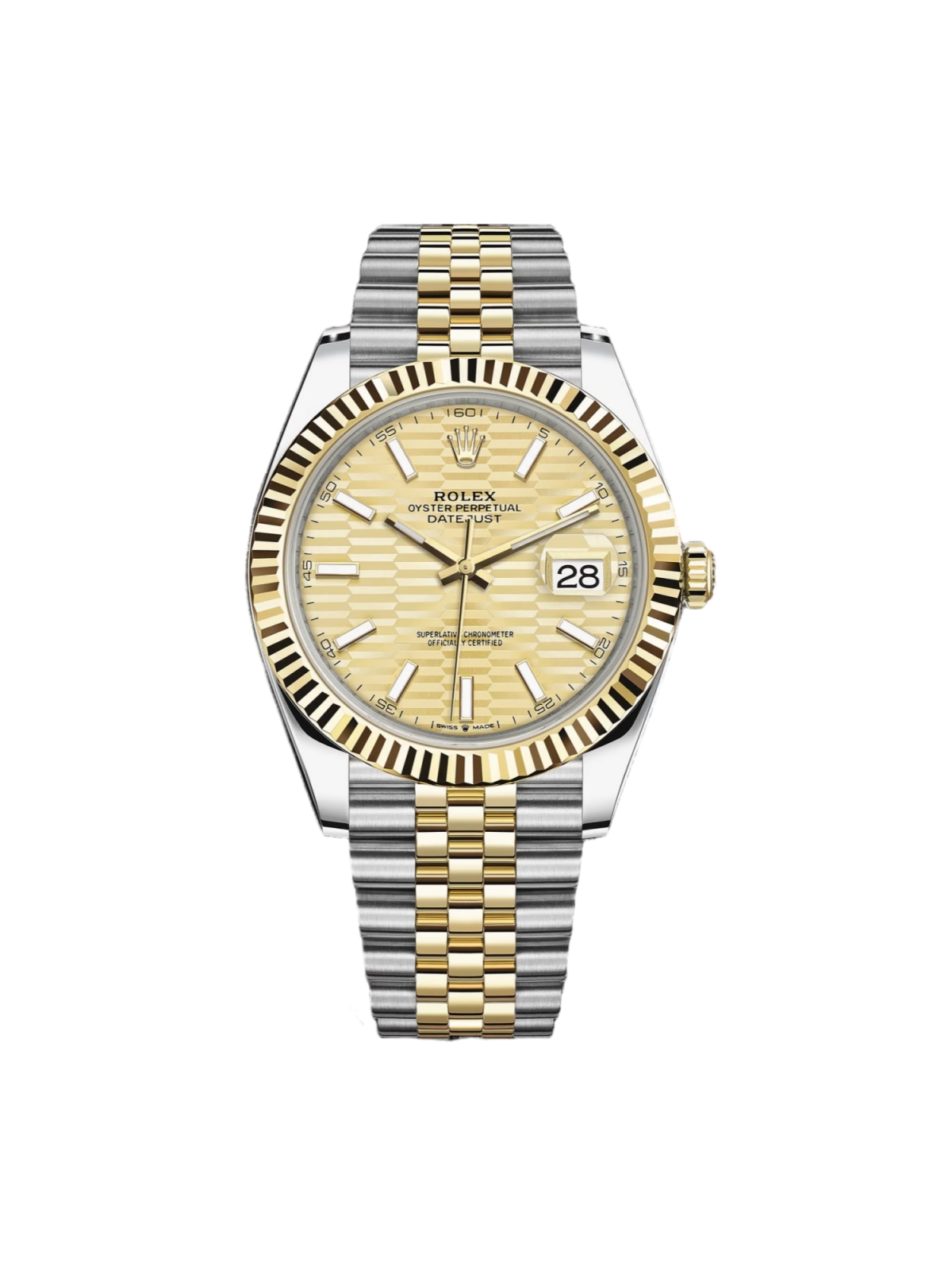 【Free Shipping】【Super Clone】RLX  Datejust 41mm Swiss Replica Watch | Two Tone Jubilee Bracele Champagne Fluted Dial Ref 126333