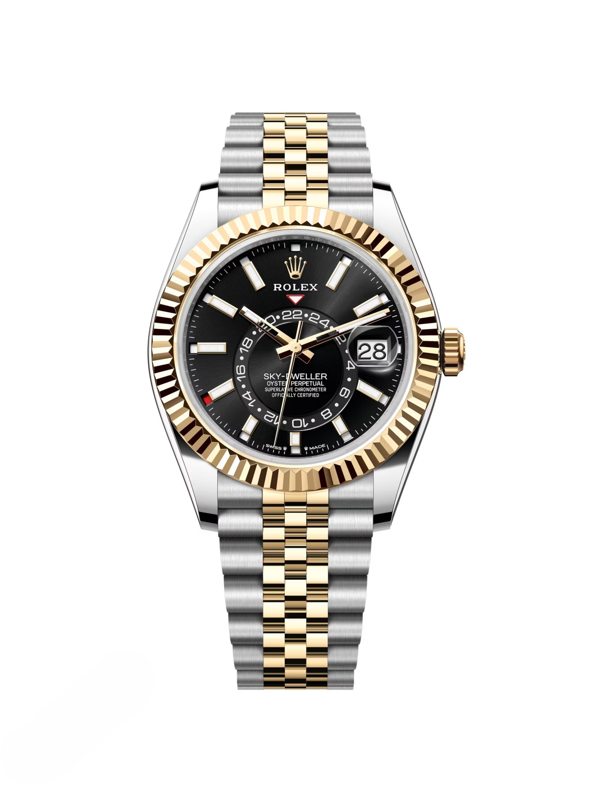 【Free Shipping】【Super Clone】RLX  Sky-Dweller 42mm 336933-0003/0004 Two-Tone Yellow Gold Black Dial Jubilee