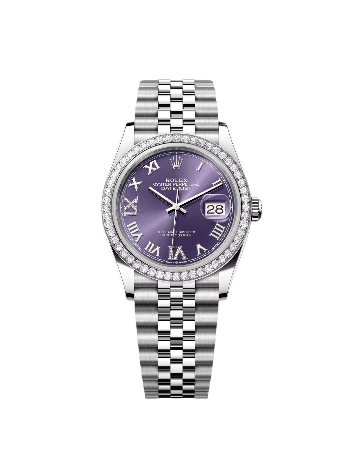 【Free Shipping】【Super Clone】RLX  Datejust 36mm 126284 Aubergine Dial Jubilee Bracelet