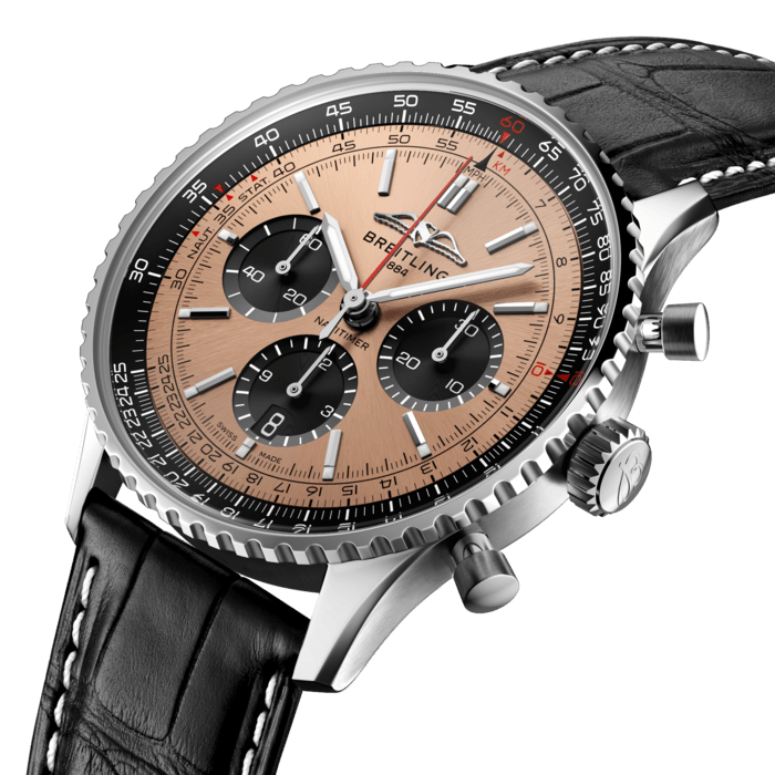 【Free Shipping】【Super Clone】Breitling Navitimer B01 Chronograph 46 Brown Dial Black Leather Strap Watch For Men - AB0138241K1P1