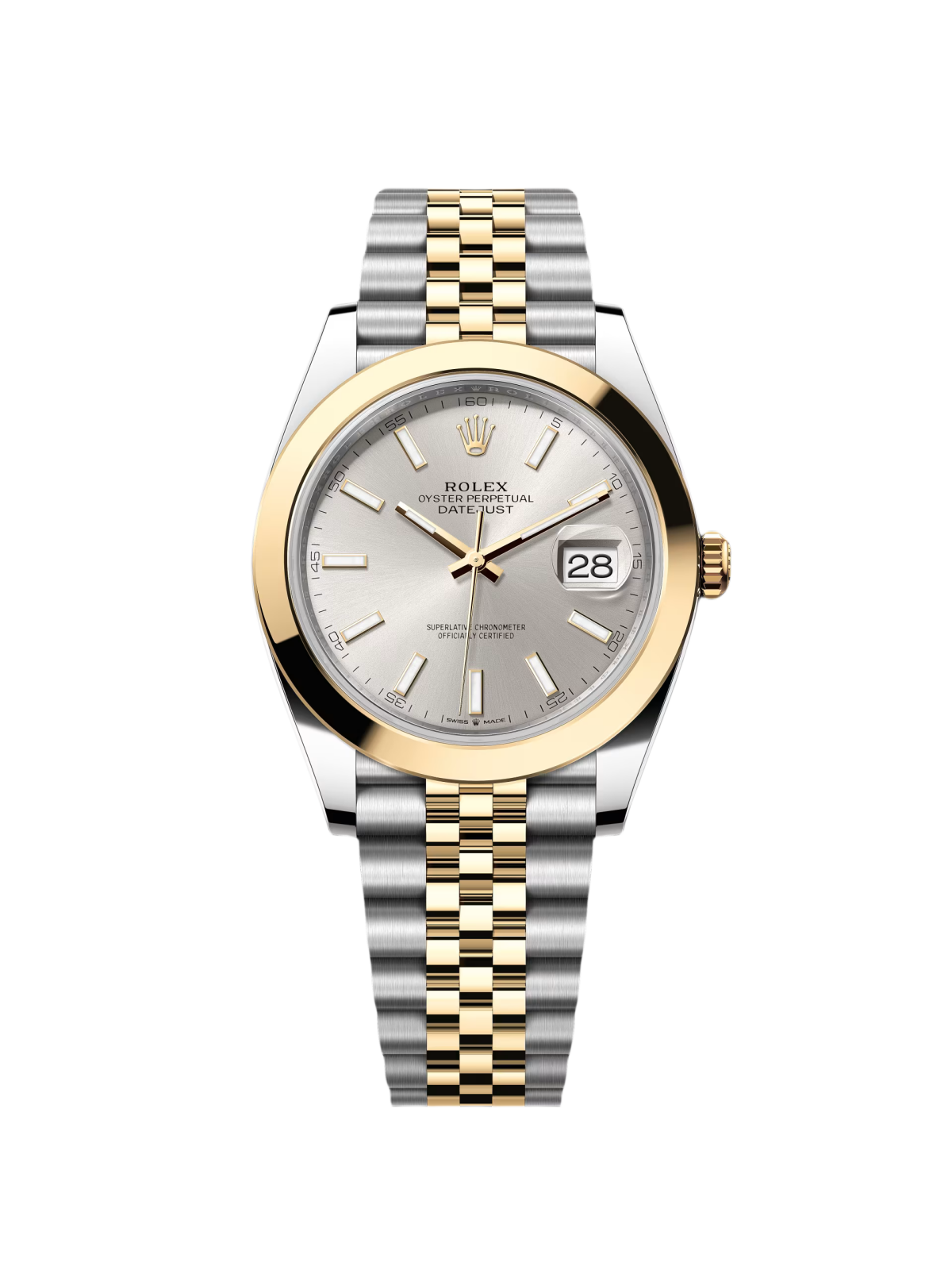 【Free Shipping】【Super Clone】RLX Datejust 41mm 126303 Silver Index Oyster Steel and Yellow Gold Mens Watch