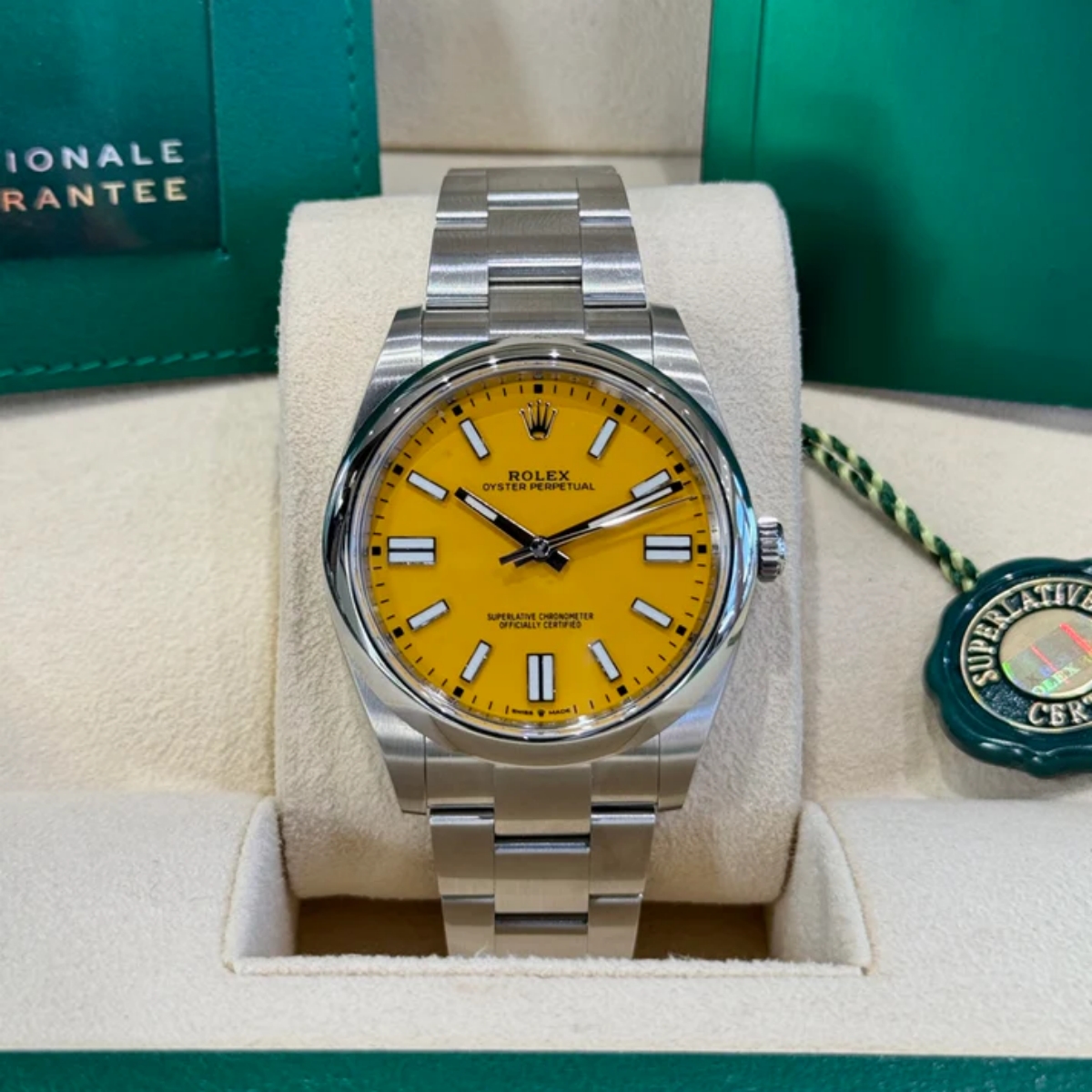 【Free Shipping】【Super Clone】RLX Oyster Perpetual 41mm 124300-0004 Yellow Dial