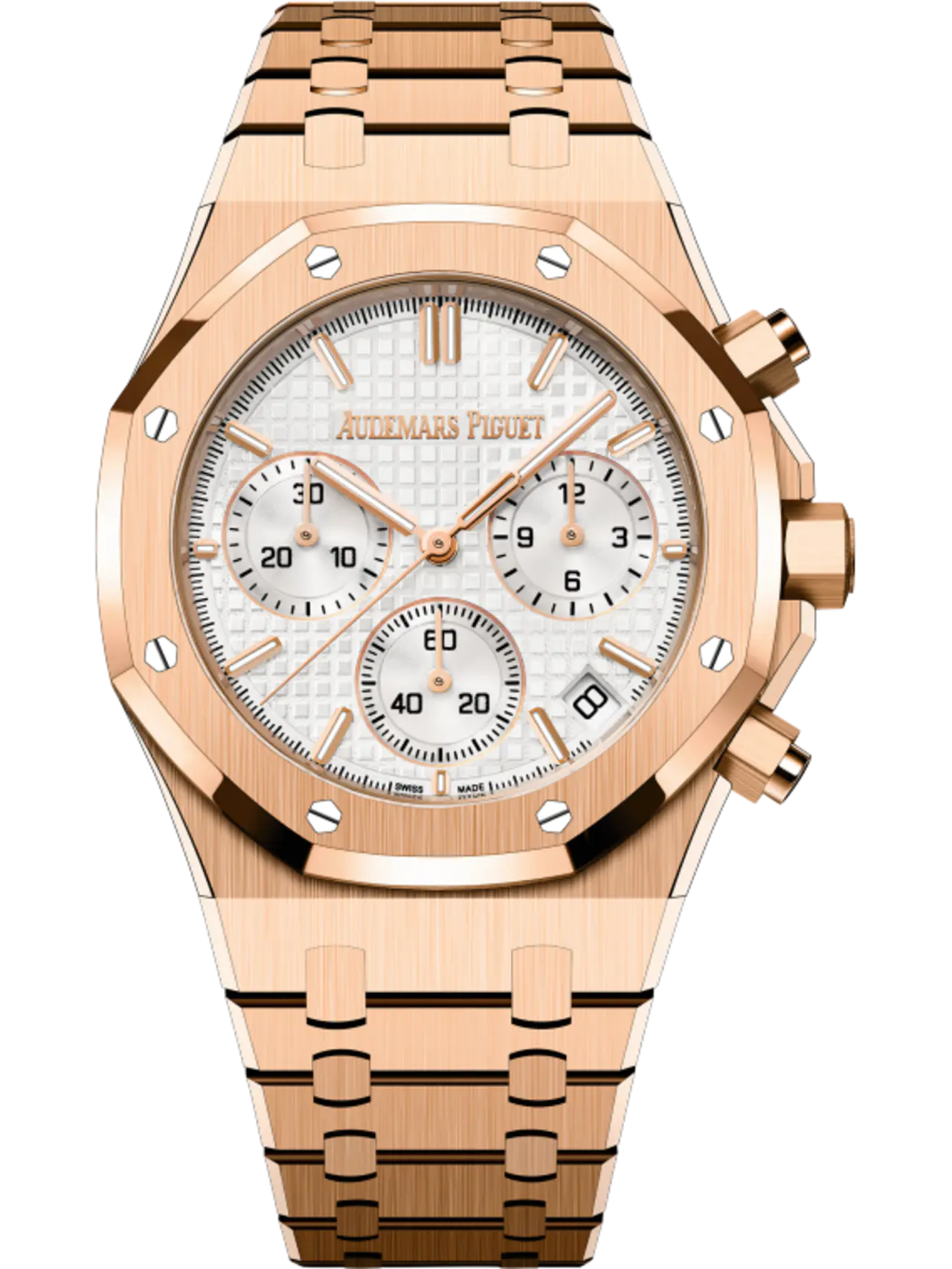 【Free Shipping】【Super Clone】A&P ROYAL OAK Pink Gold Silver-Toned Dial CHRONOGRAPH 41mm