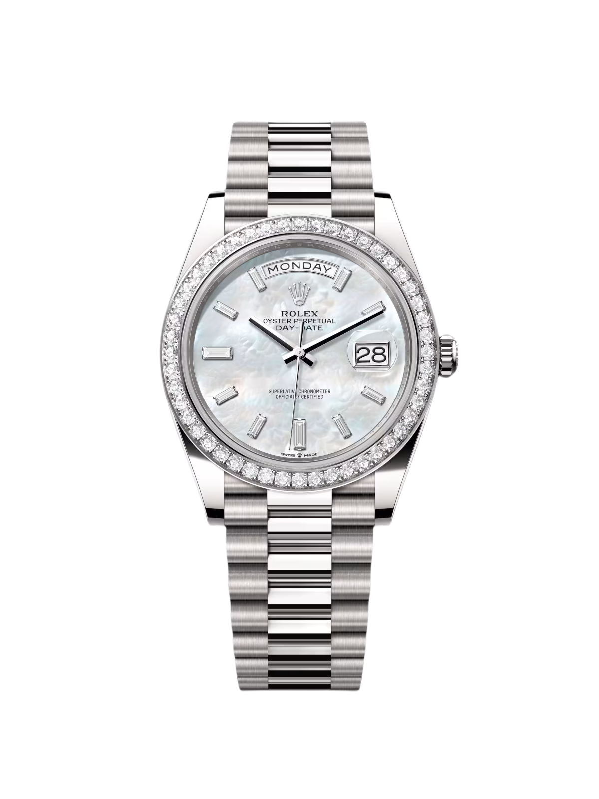 【Free Shipping】【Super Clone】Rolex Day-Date 40mm 228349RBR-0046 White Mother-of-Pearl Dial President Bracelet