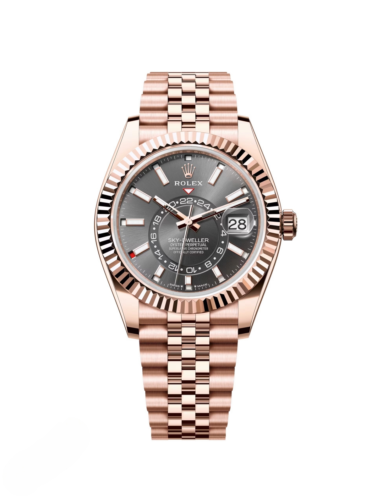 【Free Shipping】【Super Clone】RLX  Sky-Dweller 42mm 336935-0004/0008 Rose Gold Rhodium Dial Oyster