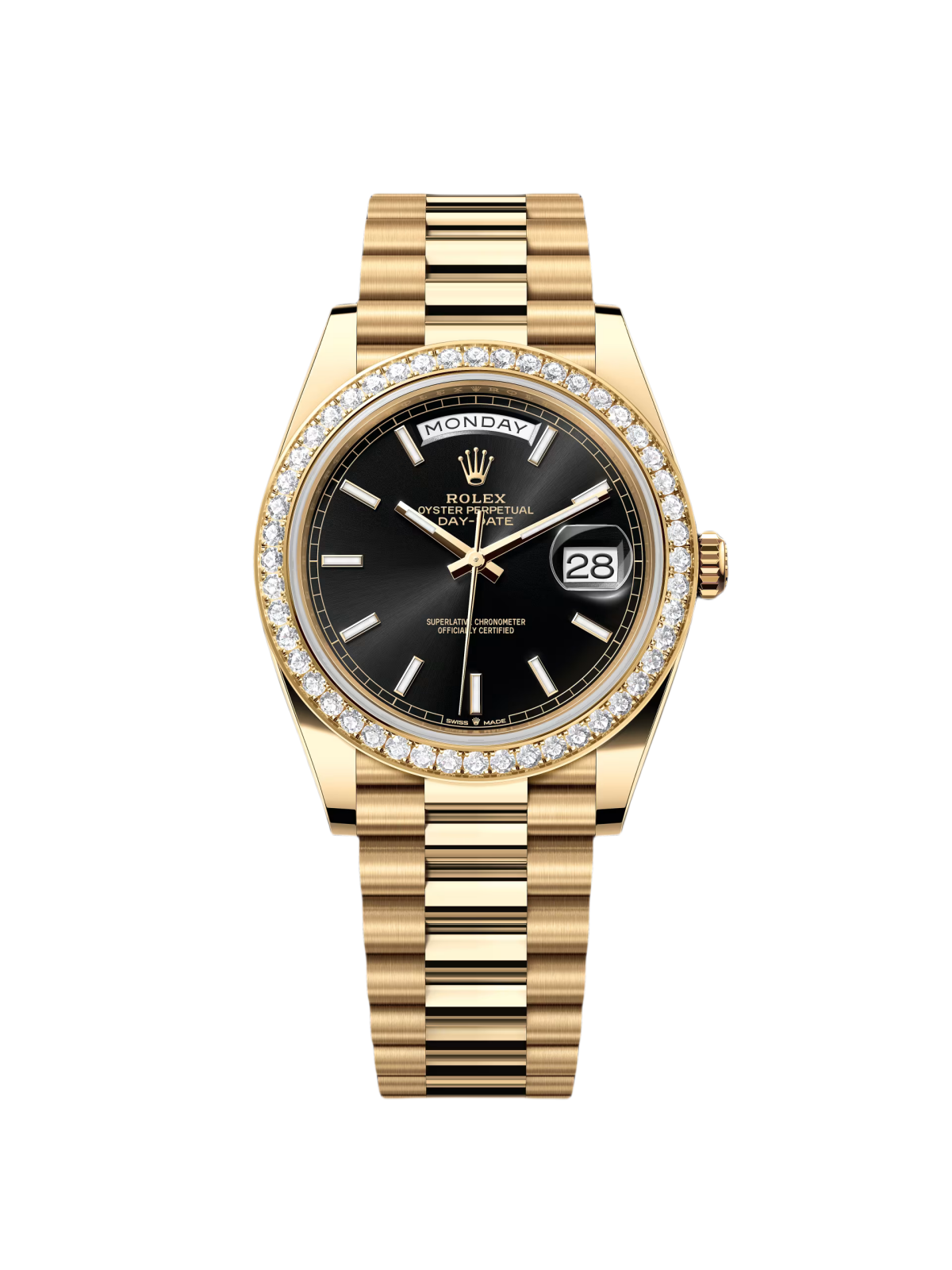 【Free Shipping】【Super Clone】RLX Day-Date 40mm Bright Black Dial President Watch 228348RBR-0043