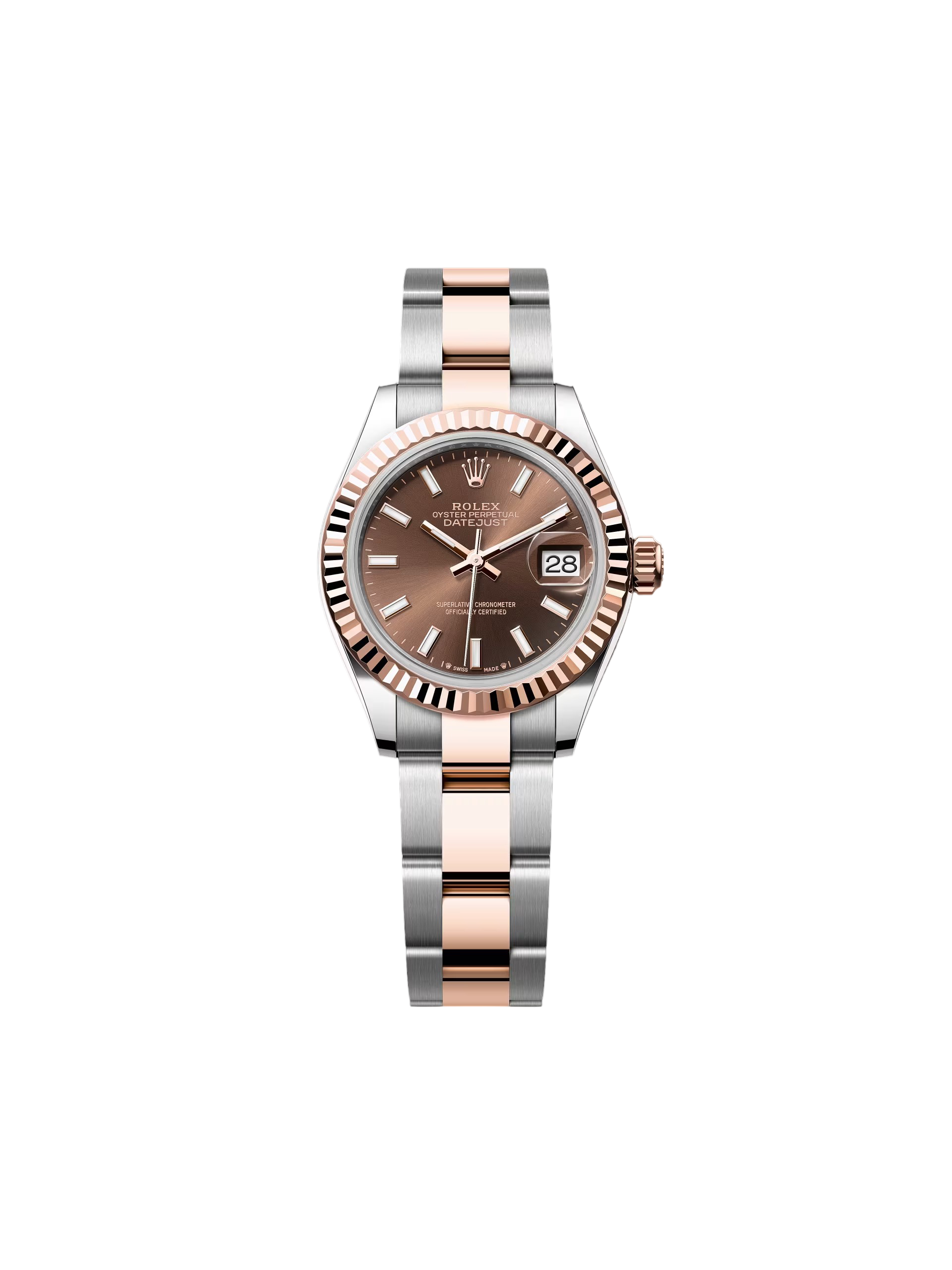 【Free Shipping】【Super Clone】RLX Lady-Datejust 28mm 279171 Chocolate Index Oyster Stainless Steel and Rose Gold