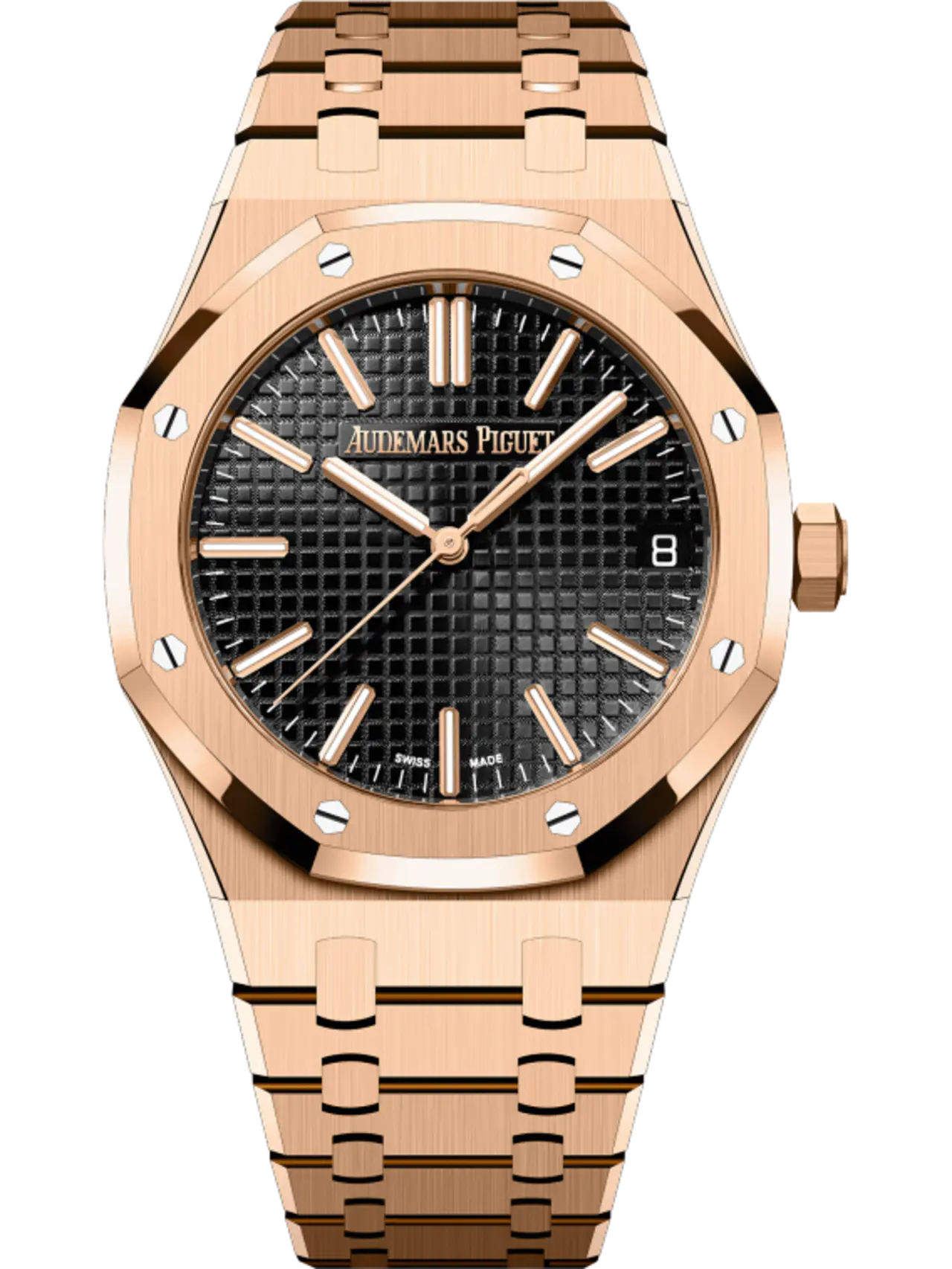 【Free Shipping】【Super Clone】A&P ROYAL OAK Pink Gold Black Dial 41mm