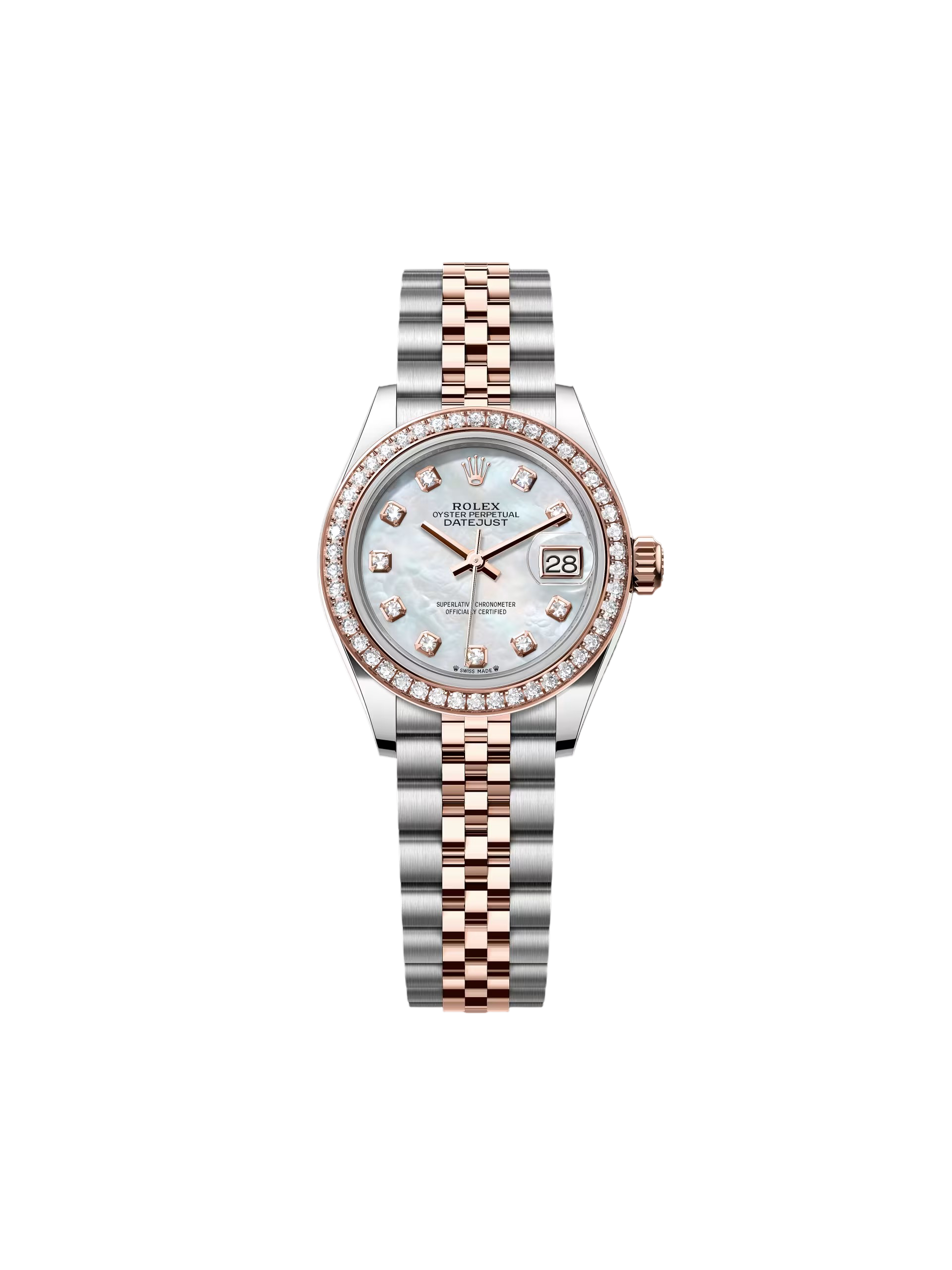 【Free Shipping】【Super Clone】RLX Lady-Datejust 28mm 279381RBR Mother-of-Pearl Diamond Dial Oyster Bracelet