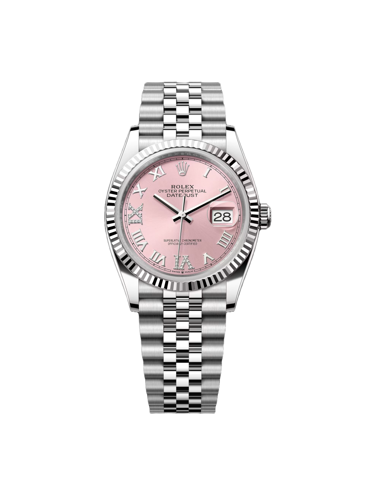 【Free Shipping】【Super Clone】RLX  Datejust 36mm 126234 Pink Roman Dial Oyster Stainless Steel