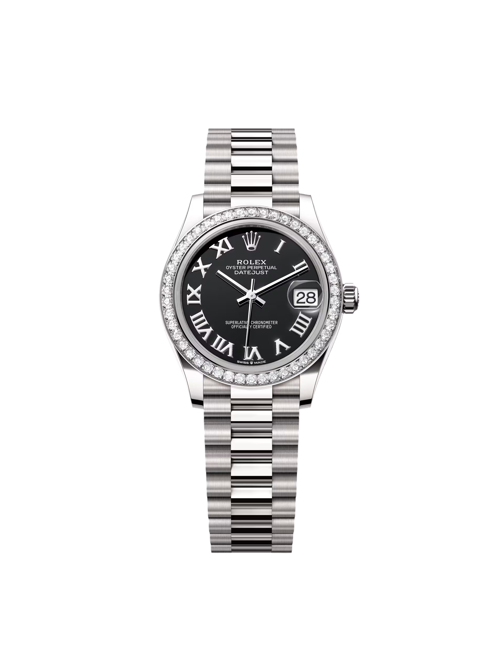 【Free Shipping】【Super Clone】RLX Datejust m278289RBR-0011 Bright Black Dial White Gold President Watch