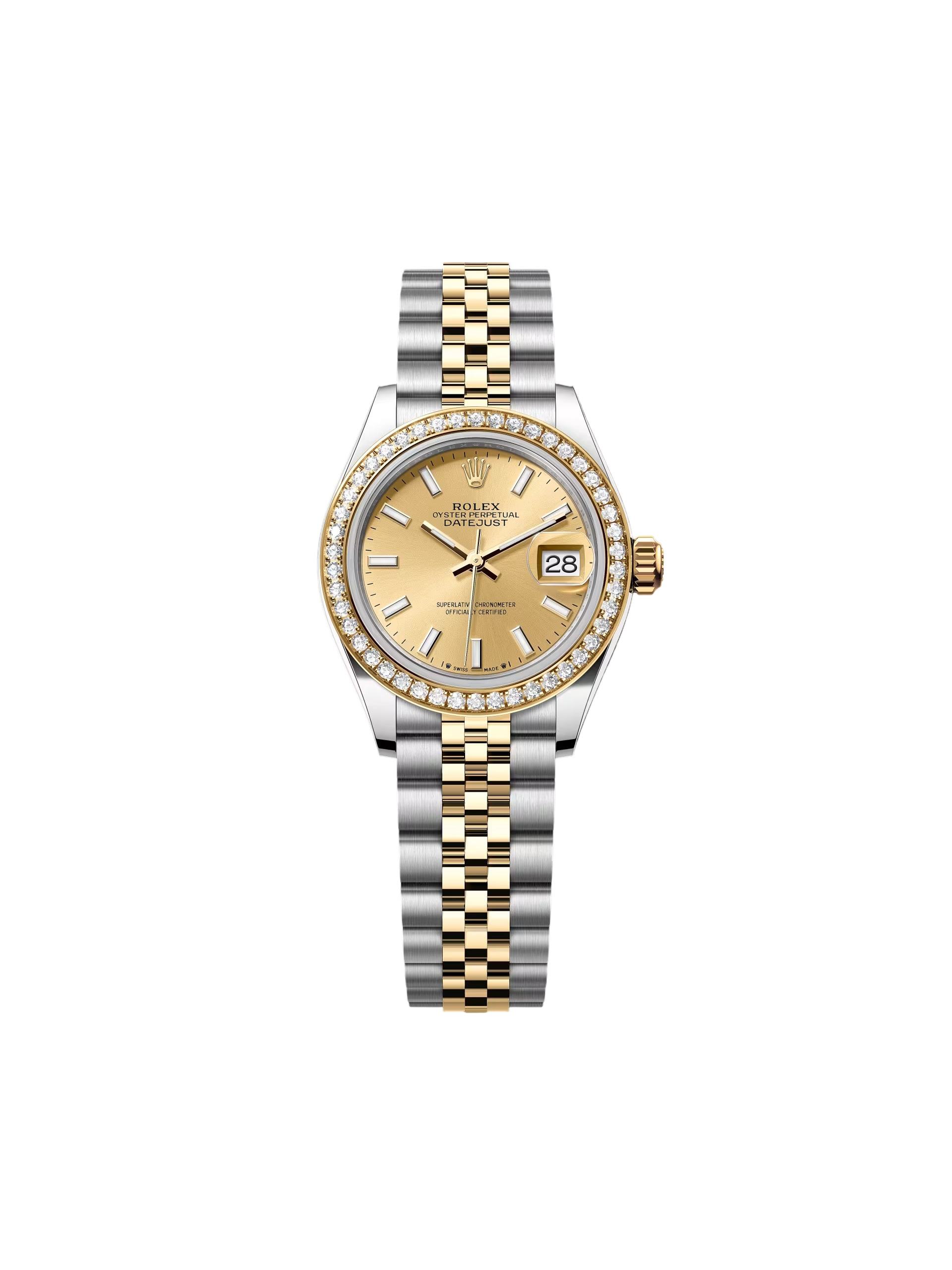 【Free Shipping】【Super Clone】RLX Lady-Datejust 28mm 279383RBR Champagne Dial Yellow Rolesor Oyster Bracelet