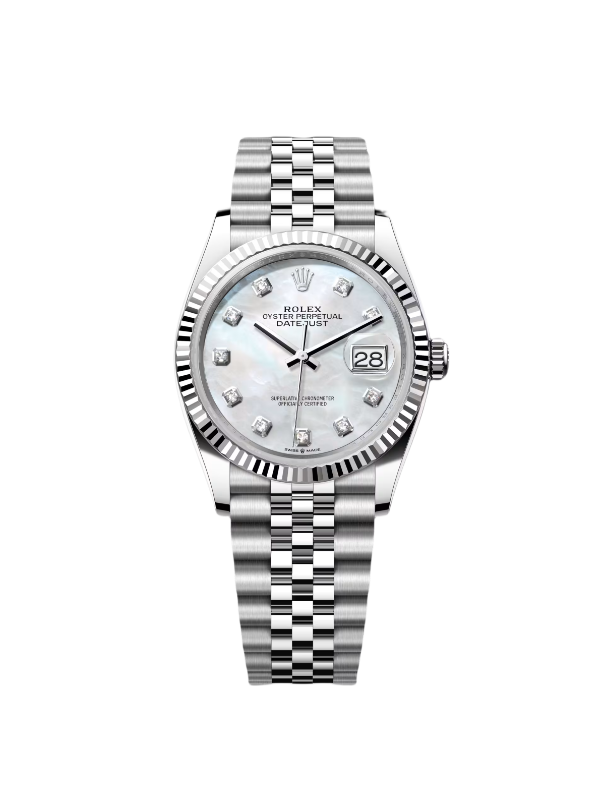 【Free Shipping】【Super Clone】RLX  Datejust 36mm 126234 Mother of Pearl Diamond Dial Oyster Stainless Steel
