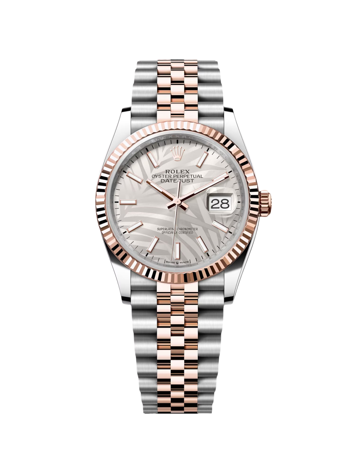 【Free Shipping】【Super Clone】RLX  Datejust 36mm 126231 Silver Palm Motif Dial Oyster Bracelet