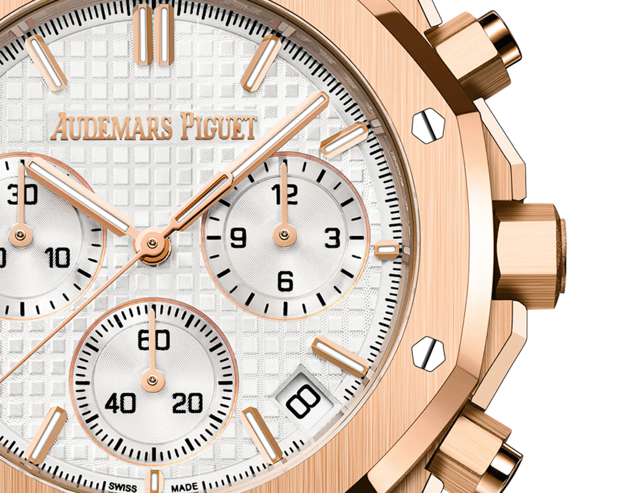 【Free Shipping】【Super Clone】A&P ROYAL OAK Pink Gold Silver-Toned Dial CHRONOGRAPH 41mm