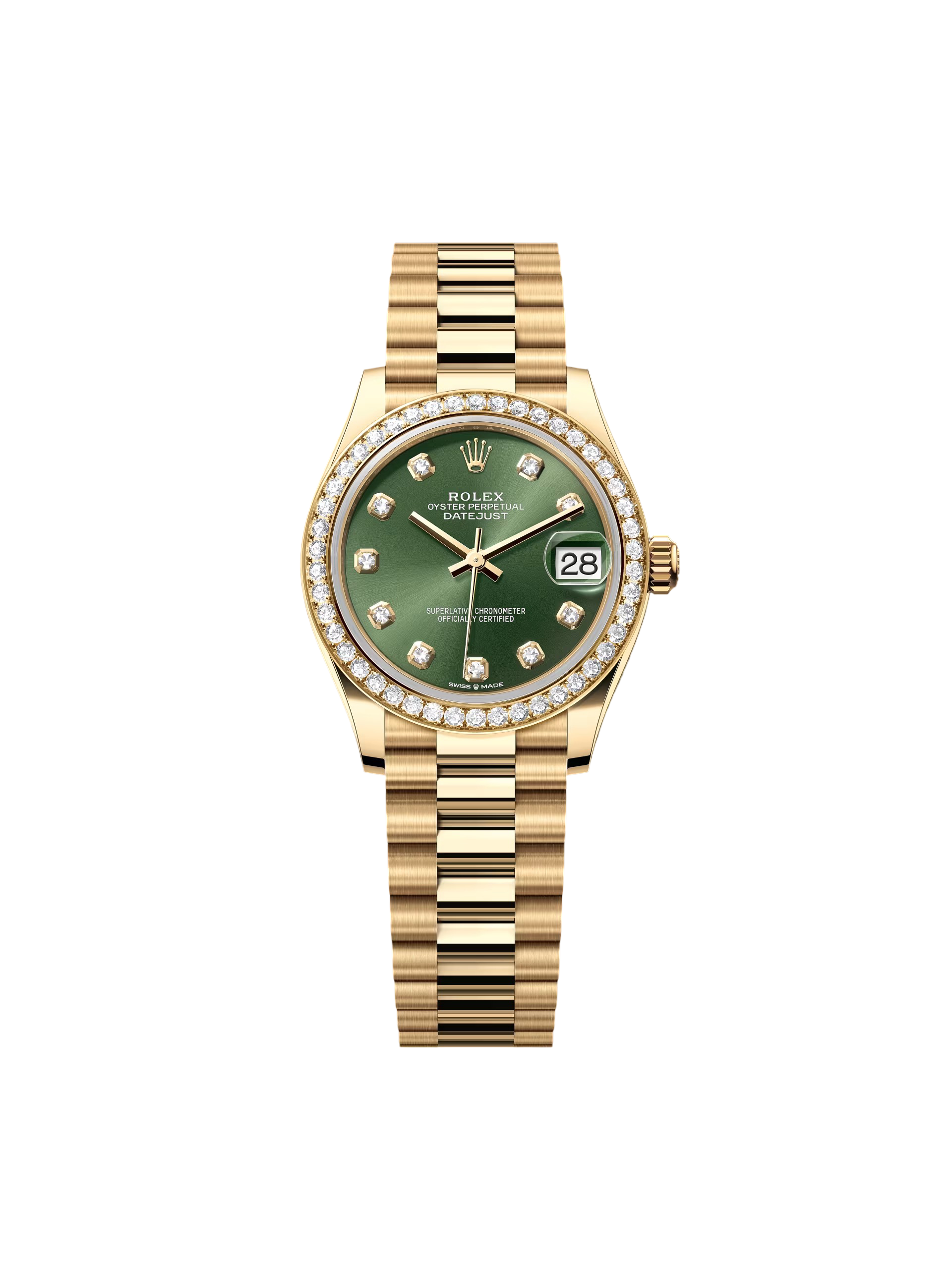 【Free Shipping】【Super Clone】RLX Datejust m278288RBR-0007 Olive Green 31mm Dial President Bracelet Watch