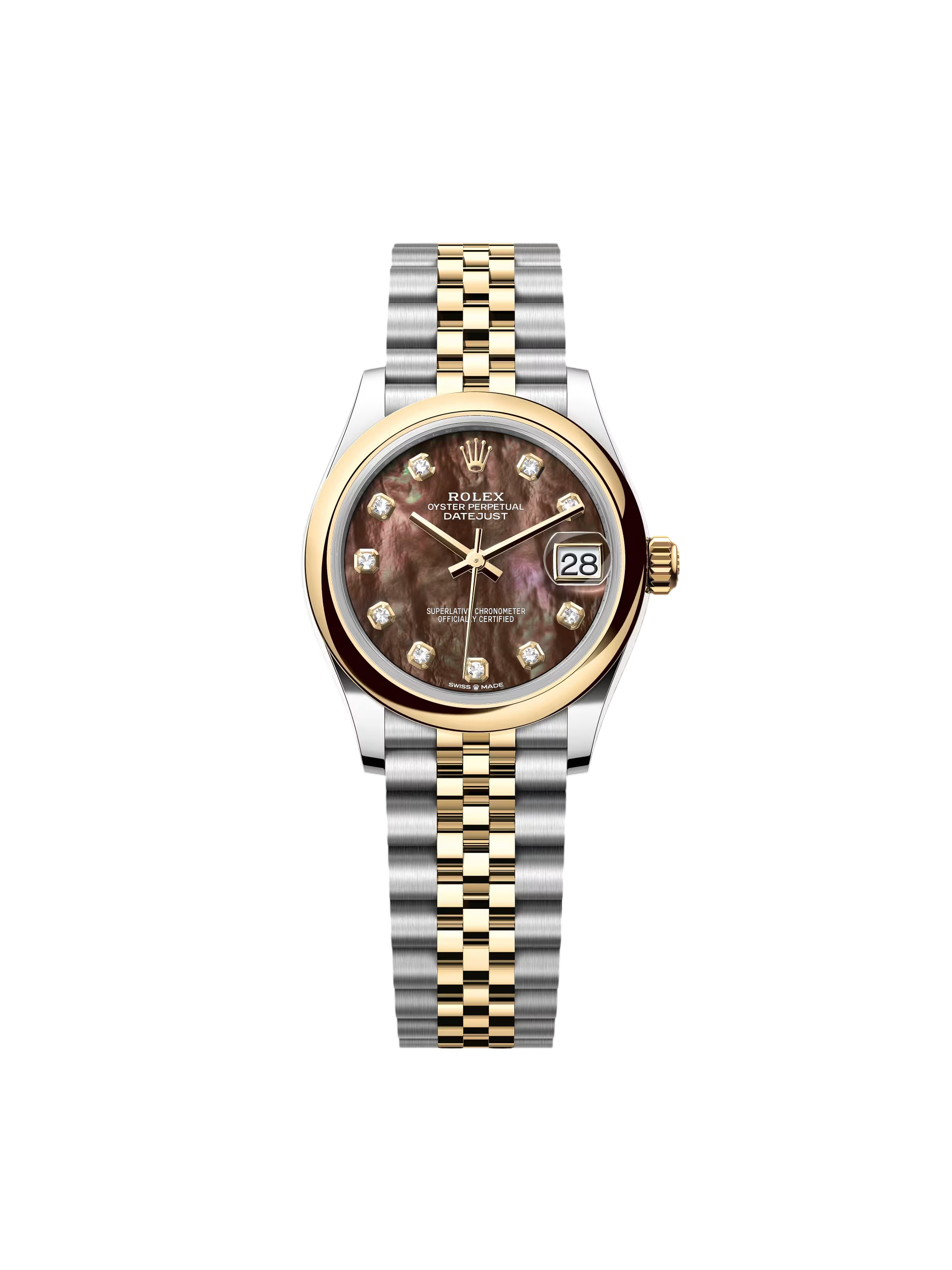 【Free Shipping】【Super Clone】RLX Datejust m278243-0023/0024 31mm Black Mother-of-Pearl Dial Yellow Rolesor Oyster Watch