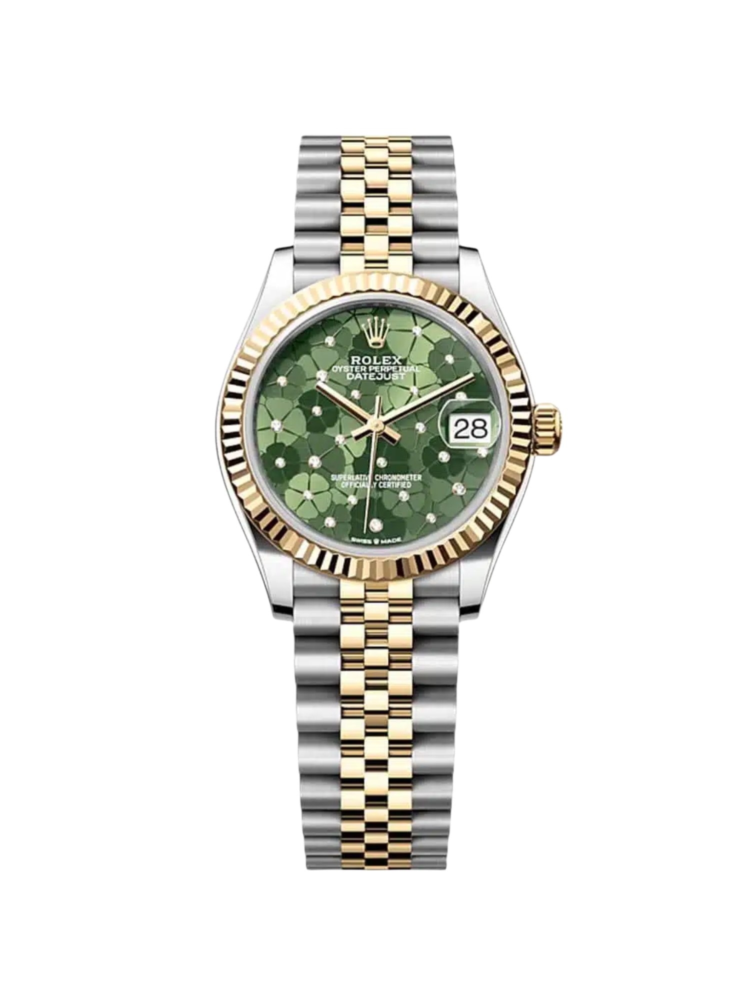 【Free Shipping】【Super Clone】RLX Datejust m278273-0031/0032 31mm Olive Green Floral Motif Dial Stainless Steel and Yellow Gold Oyster Watch
