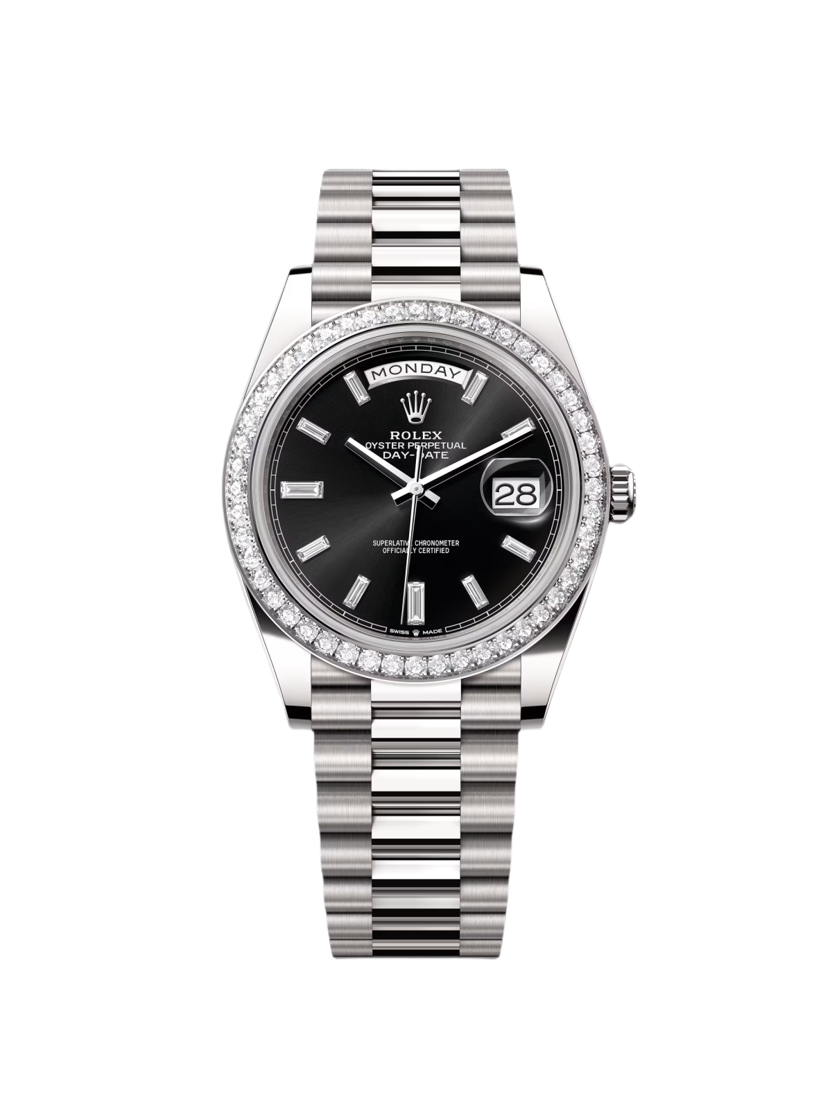 【Free Shipping】【Super Clone】RLX  Day-Date 40mm 228349RBR-0003 Bright Black Dial President Bracelet