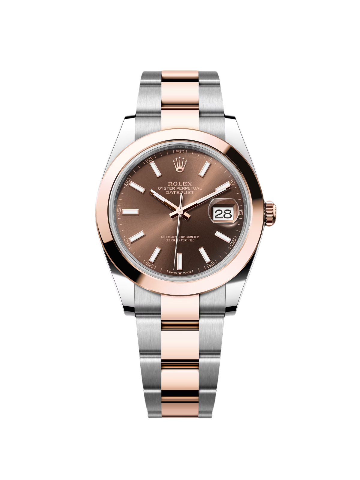 【Free Shipping】【Super Clone】RLX Datejust 41mm 126301 Chocolate Index Oyster Steel and Everose Gold Watch