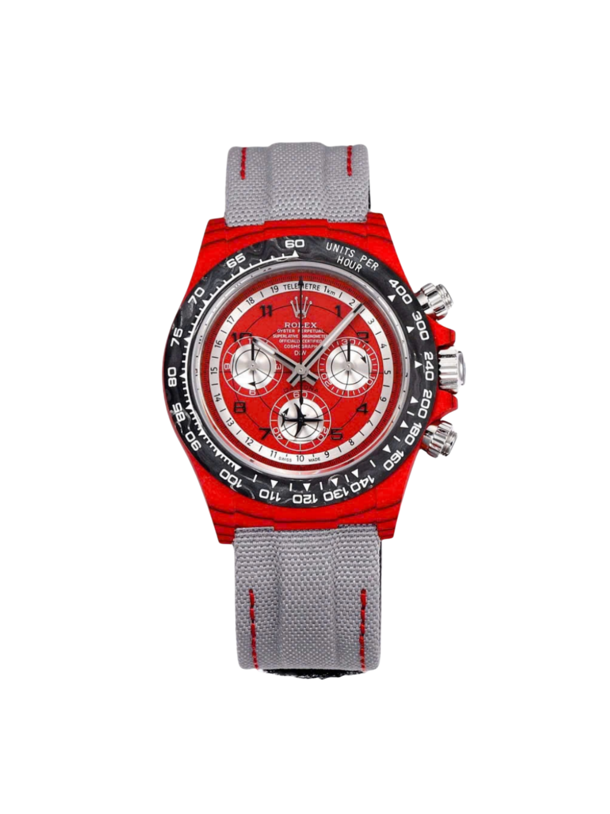 【Free Shipping】Rolex Cosmograph Daytona DIW Carbon AVIA Red 40mm Replica 1:1 – Top Quality Version