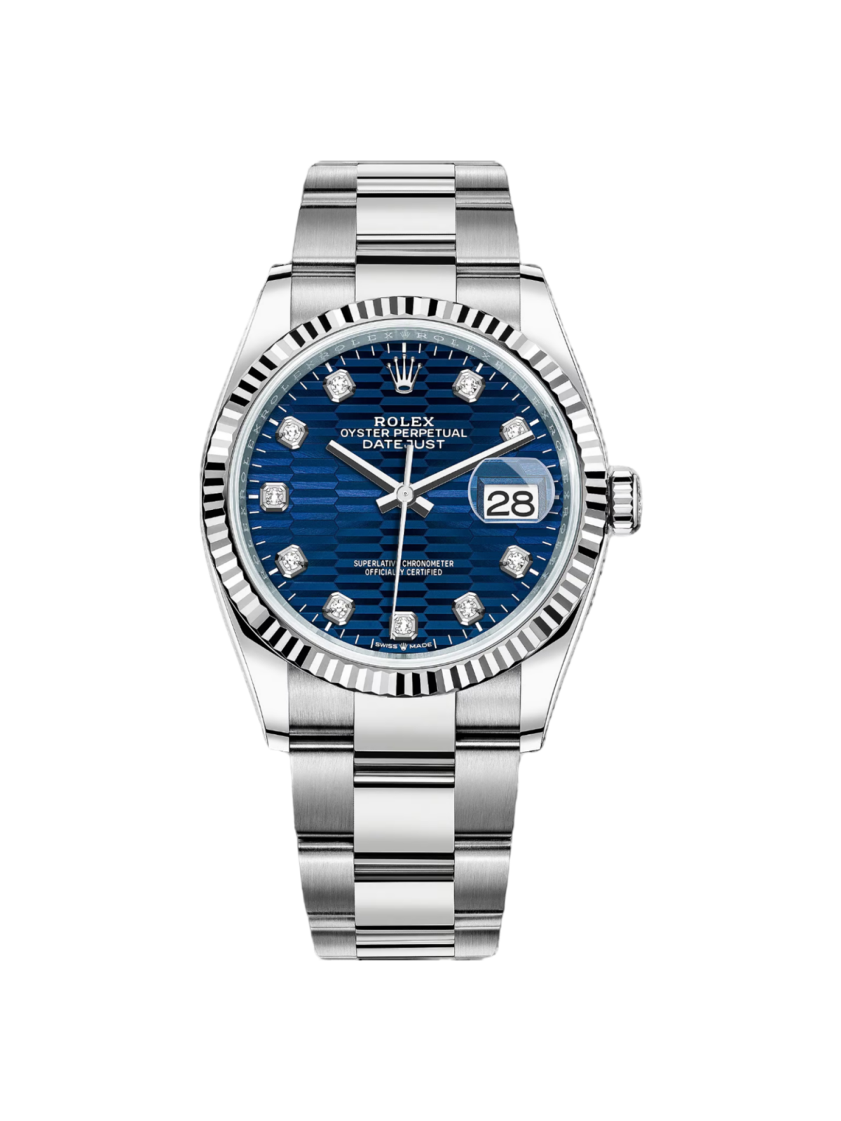 【Free Shipping】【Super Clone】RLX  Datejust 36mm 126234 Blue Fluted Motif Diamond Dial Jubilee Bracelet Watch