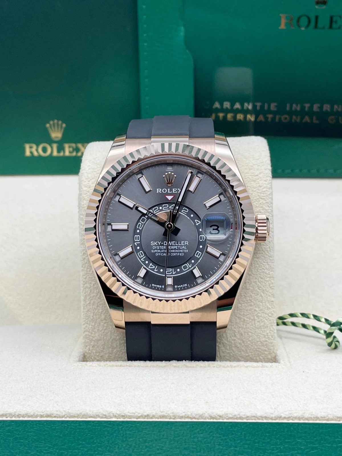 【Free Shipping】【Super Clone】RLX  Sky-Dweller 42mm Rose Gold Slate Dial Oysterflex - 336235