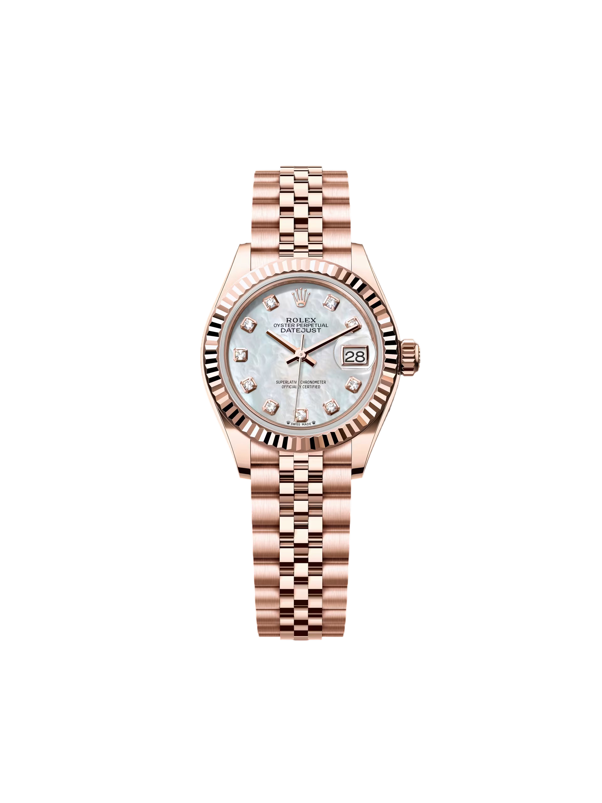 【Free Shipping】【Super Clone】RLX Lady-Datejust 28mm 279175 Mother-of-Pearl Dial President Everose Gold