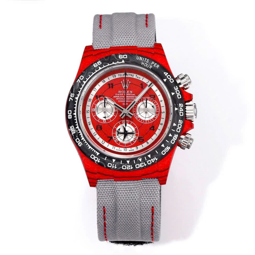 【Free Shipping】Rolex Cosmograph Daytona DIW Carbon AVIA Red 40mm Replica 1:1 – Top Quality Version