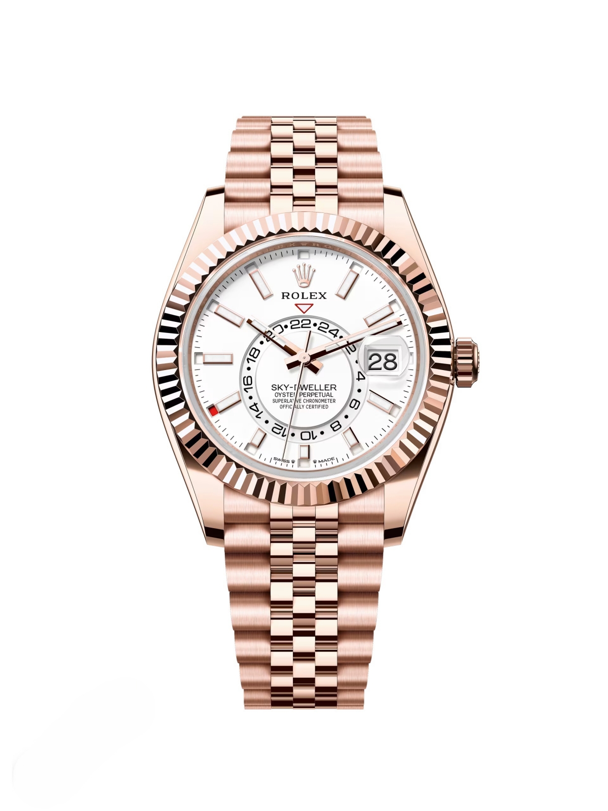 【Free Shipping】【Super Clone】RLX  Sky-Dweller 42mm 336935-0003/0007 Rose Gold White Dial Oyster